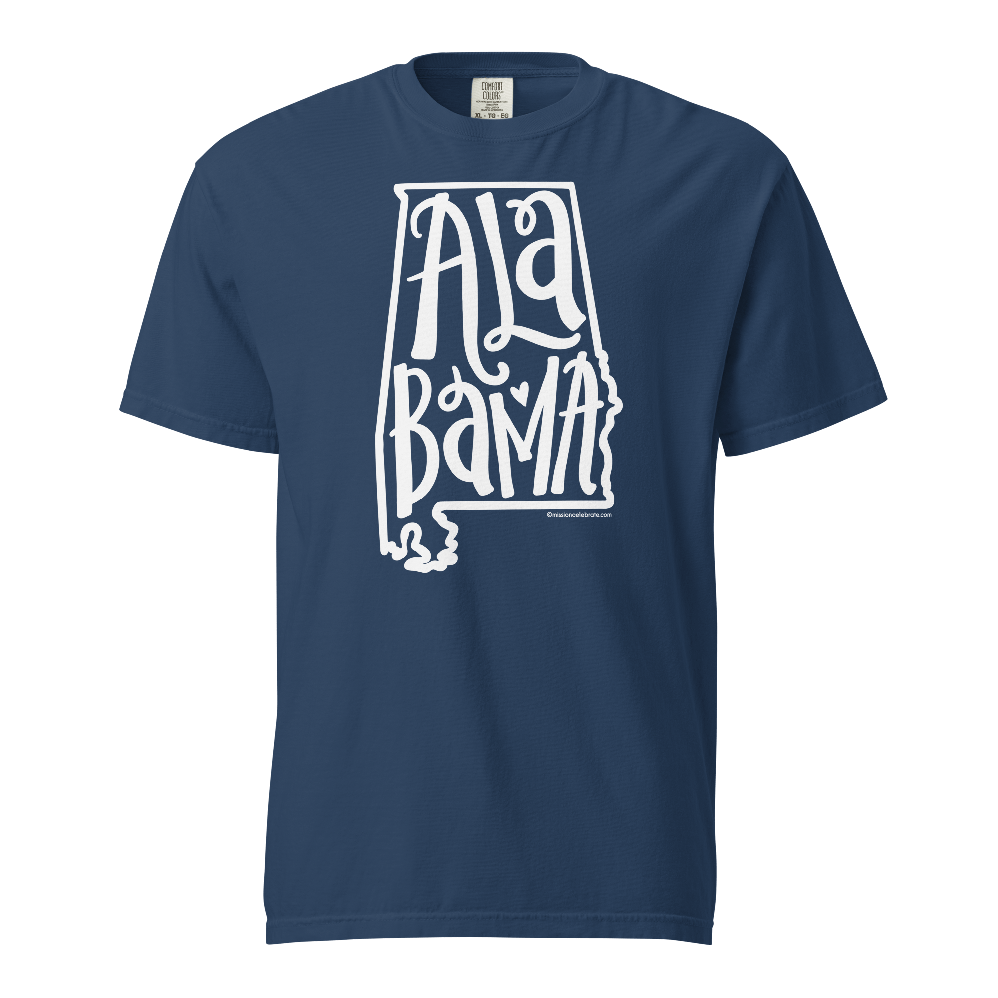 Alabama Bouncy Letters (in white) Handlettered Art by © Leslie Gonce Comfort Colors Short Sleeve Tee (ALABAMA)