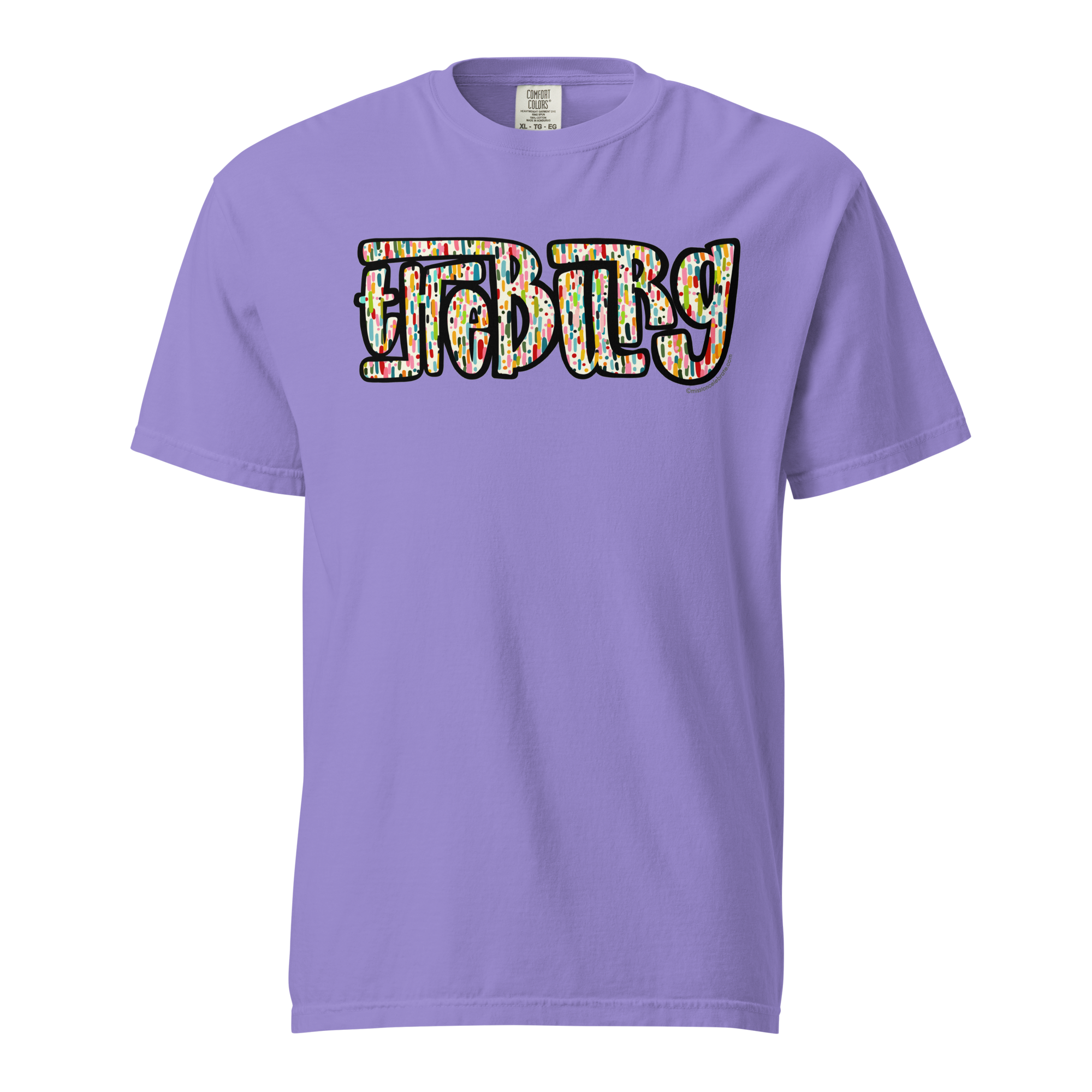 Hattiesburg The Hub City "The Burg" Handlettered Confetti Art by © Leslie Gonce Comfort Colors Short Sleeve Tee (MISSISSIPPI)