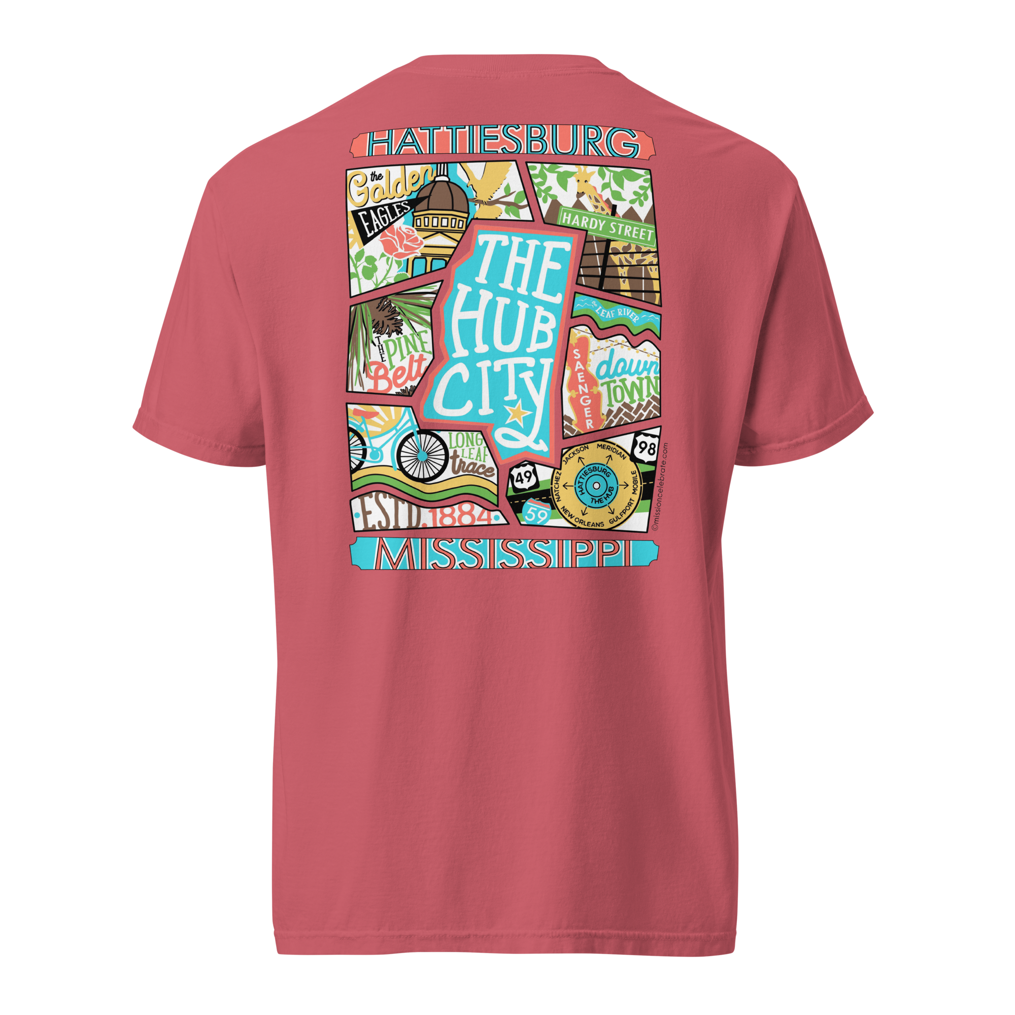 Hattiesburg Mississippi T-Shirt: The Hub City Collage by Leslie Gonce - Main Street Collective