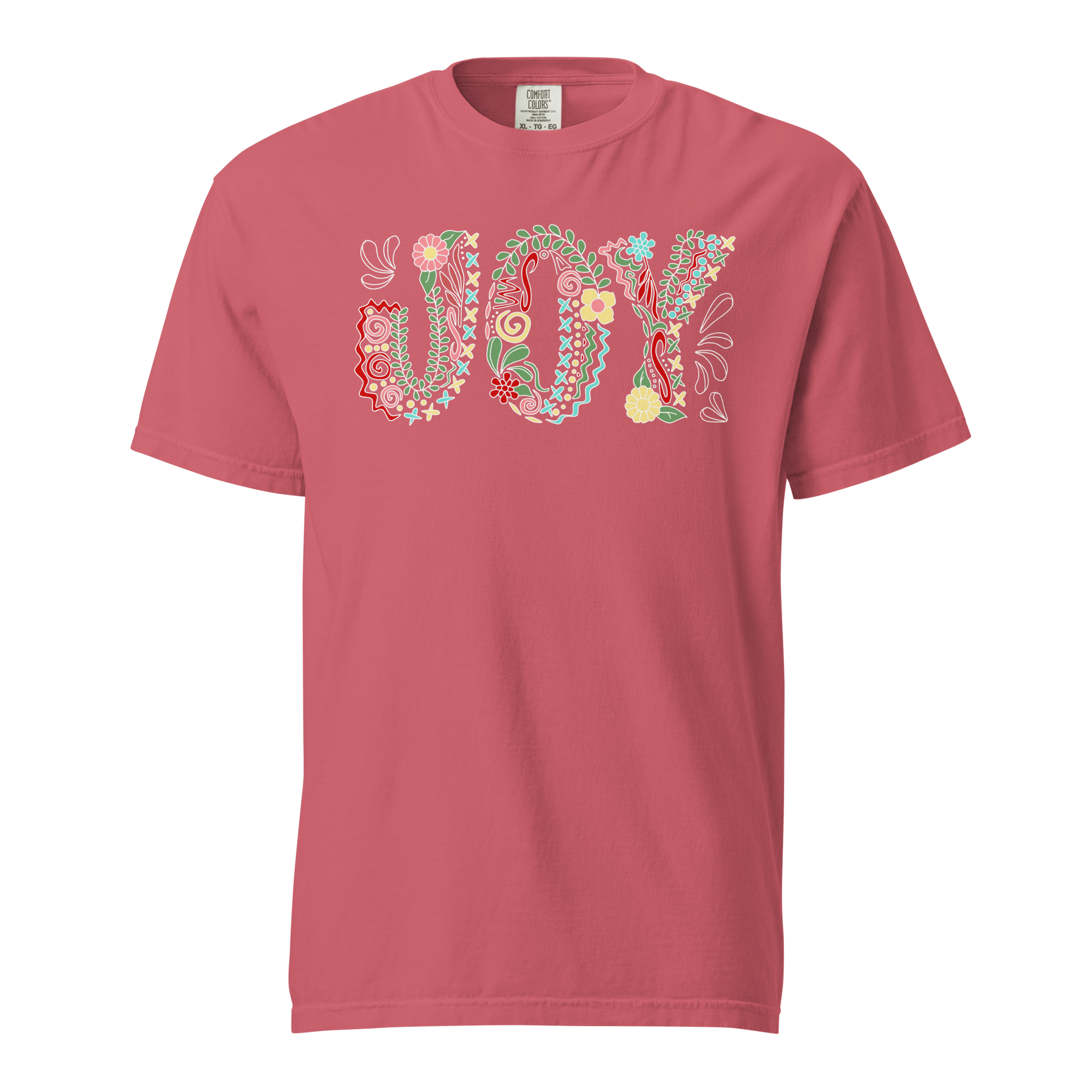 JOY T-Shirt: Hand Drawn Floral Design by Leslie Gonce, Comfort Colors Tee