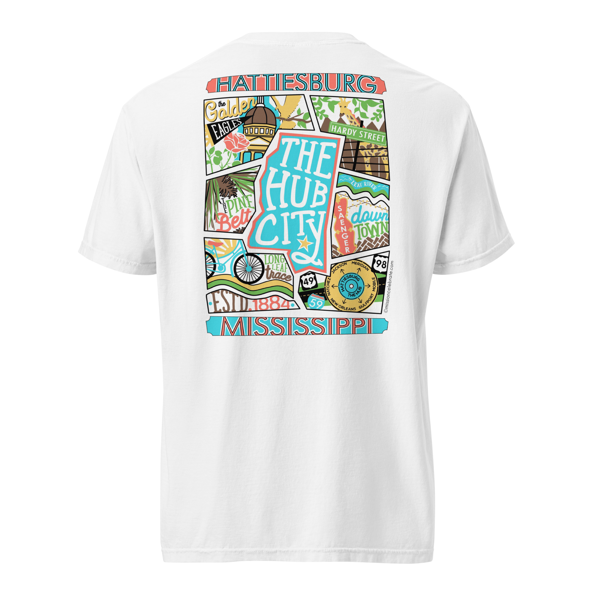 Hattiesburg Mississippi T-shirt: The Hub City Collage Art Design