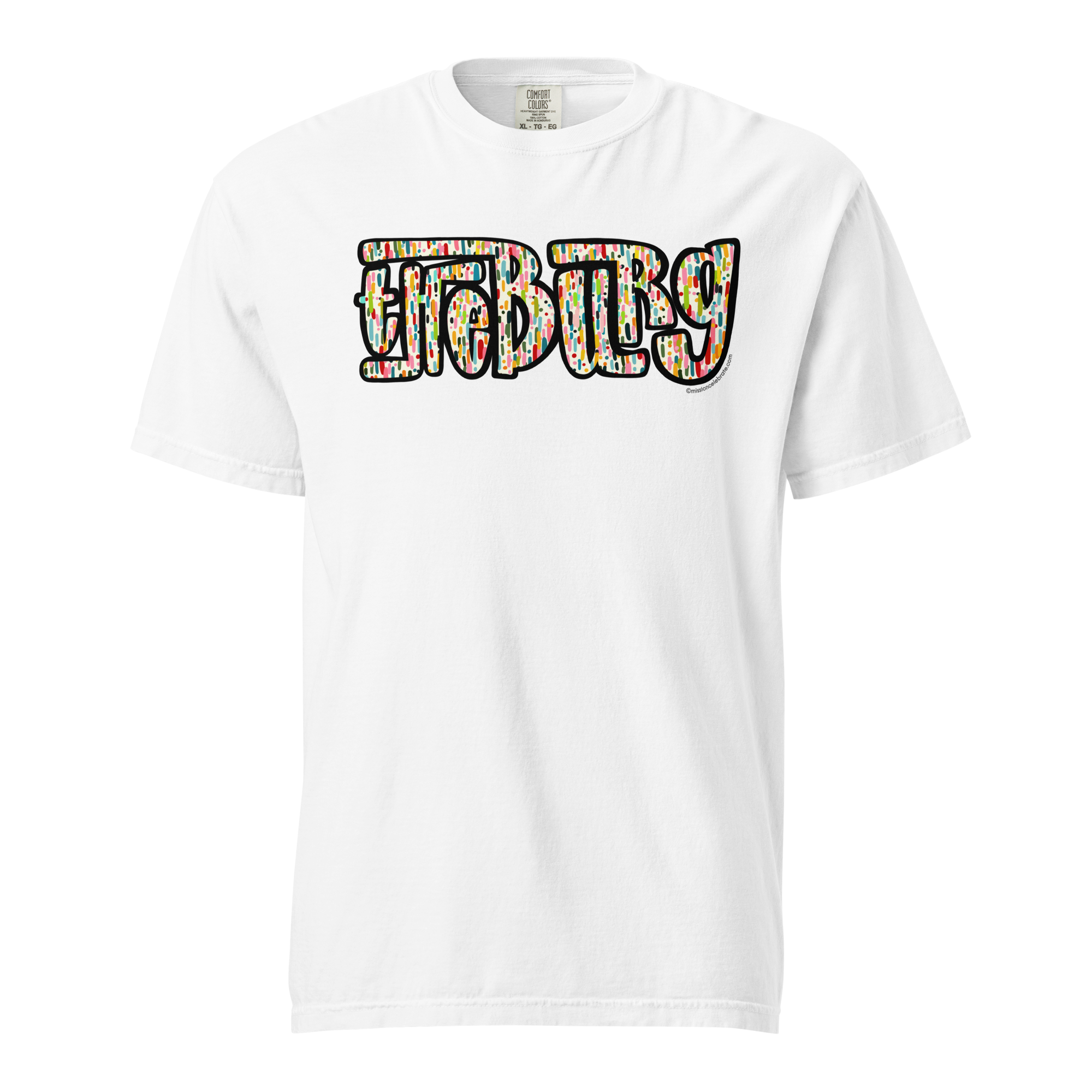 Hattiesburg The Hub City "The Burg" Handlettered Confetti Art by © Leslie Gonce Comfort Colors Short Sleeve Tee (MISSISSIPPI)