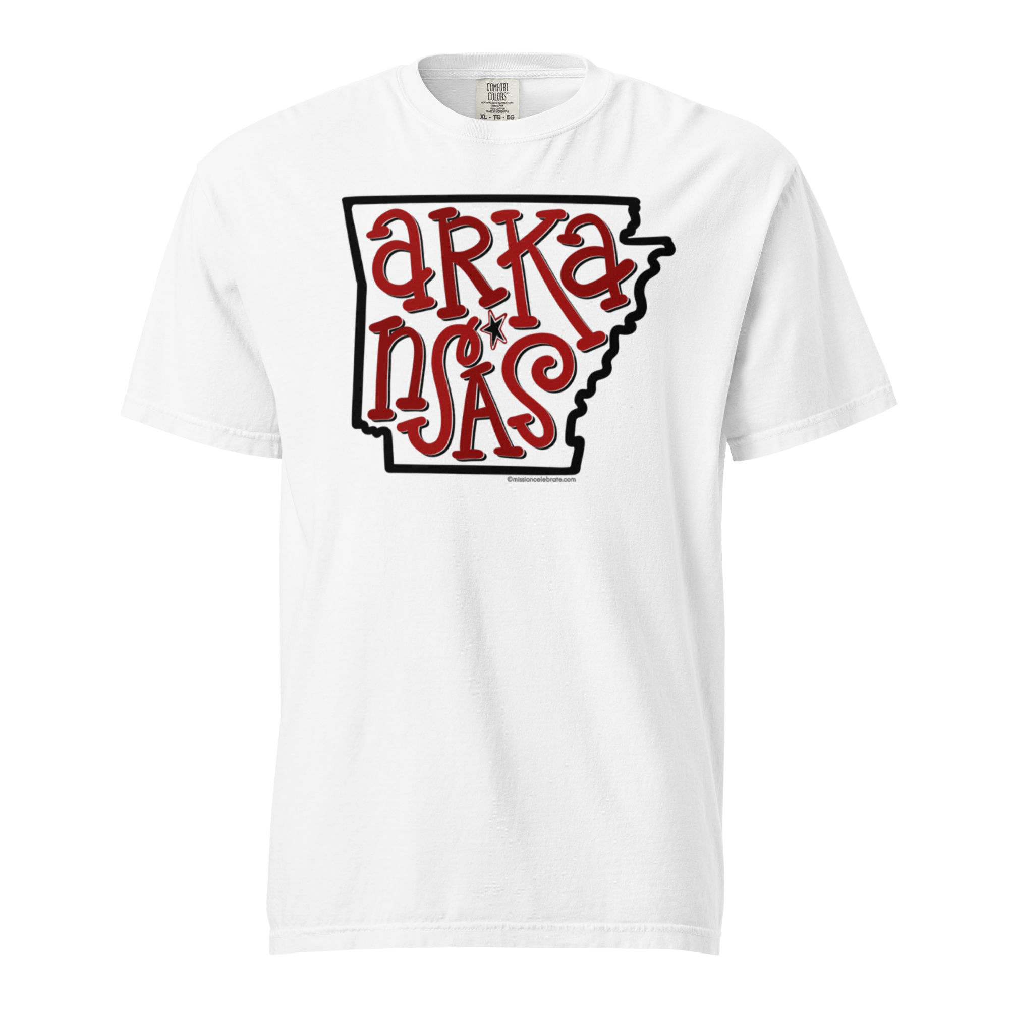 Arkansas Bouncy Letters Handlettered Art by © Leslie Gonce Comfort Colors Short Sleeve Tee (ARKANSAS)