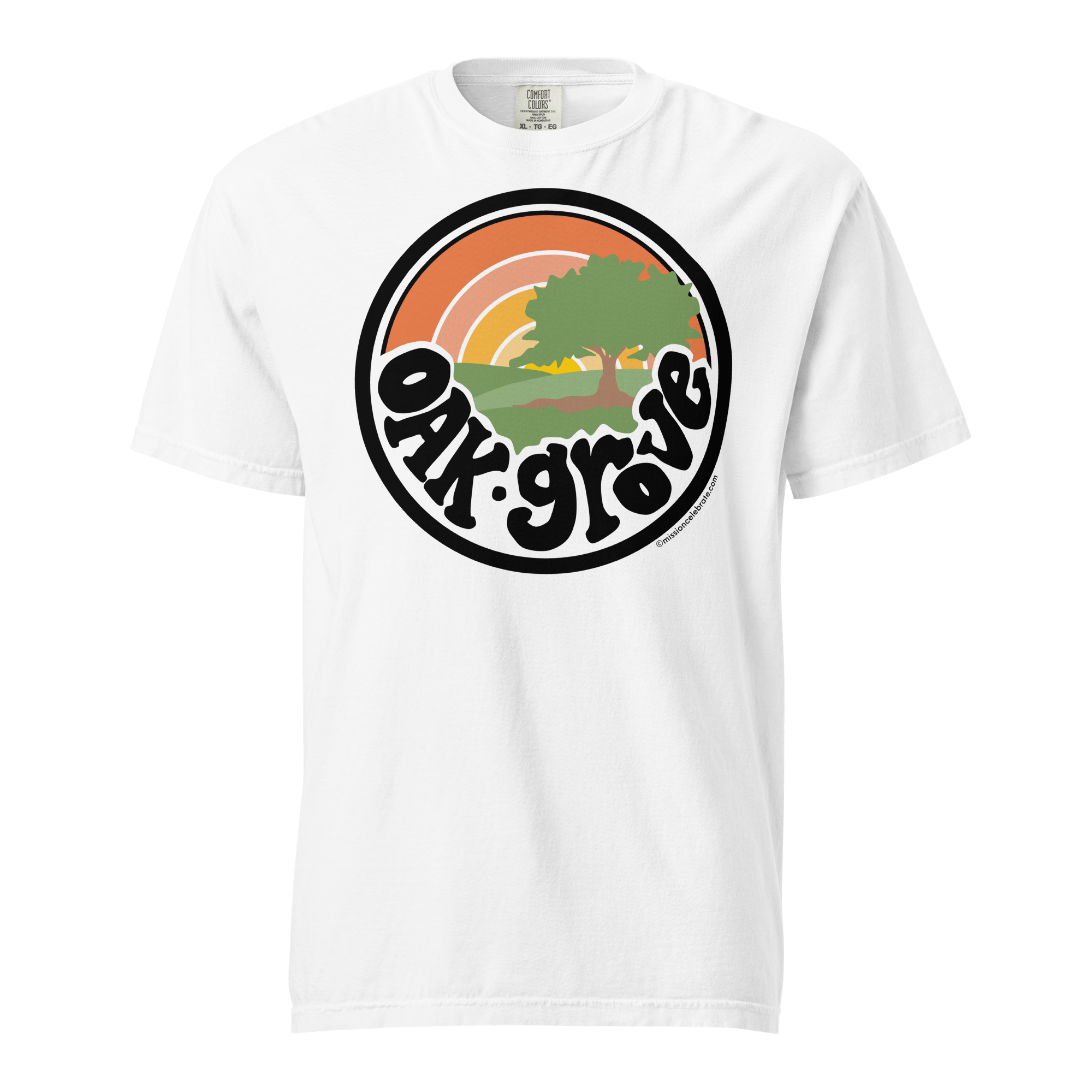 Oak Grove Mississippi T-shirt: Retro Sunrise design by Leslie Gonce. Warrior Pride MS tee.