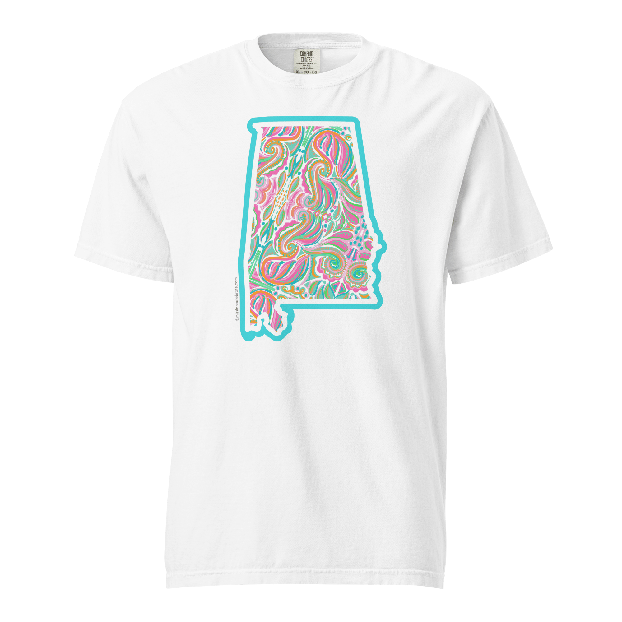 Alabama T-Shirt: Abstract Art Map by Southern Artist Leslie Gonce | White Tee