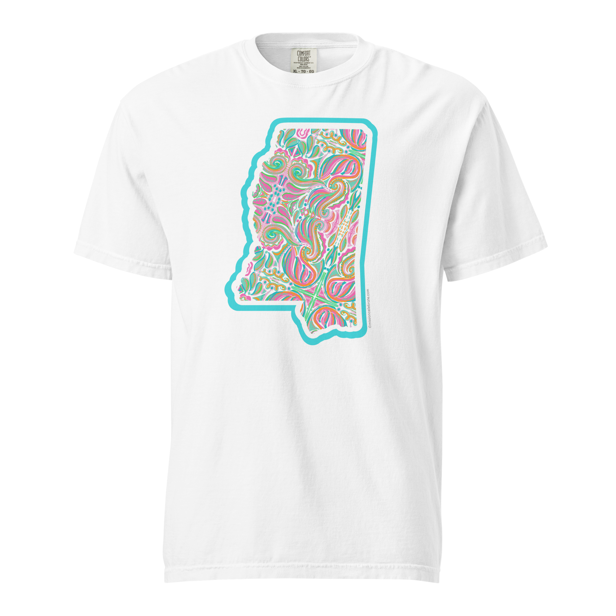 Mississippi Jubilee Abstract Handdrawn Art by Mississippi artist © Leslie Gonce Comfort Colors Short Sleeve Tee (MISSISSIPPI)