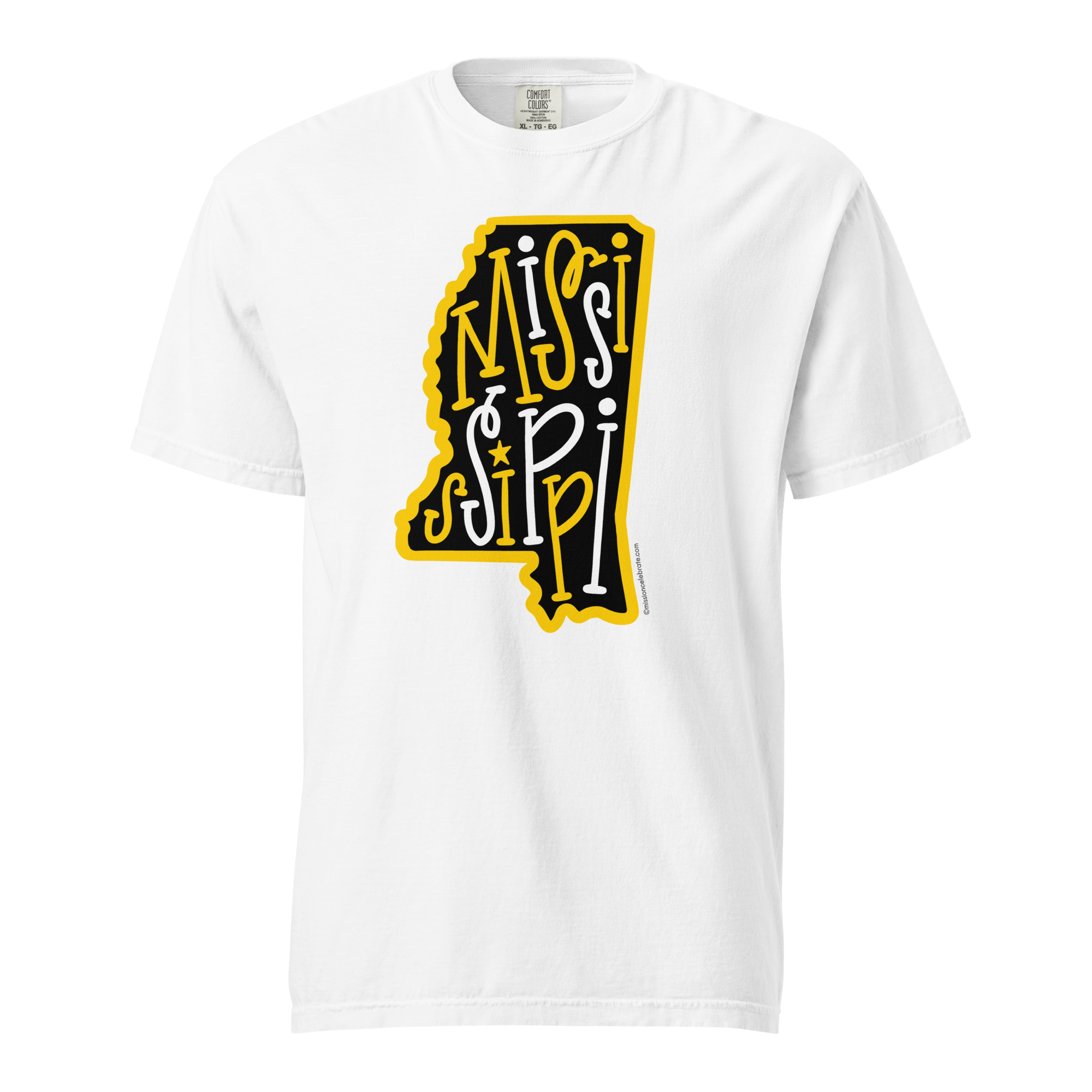 Mississippi T-Shirt - Black and Gold Bouncy Letter Design - Main Street Collective Apparel