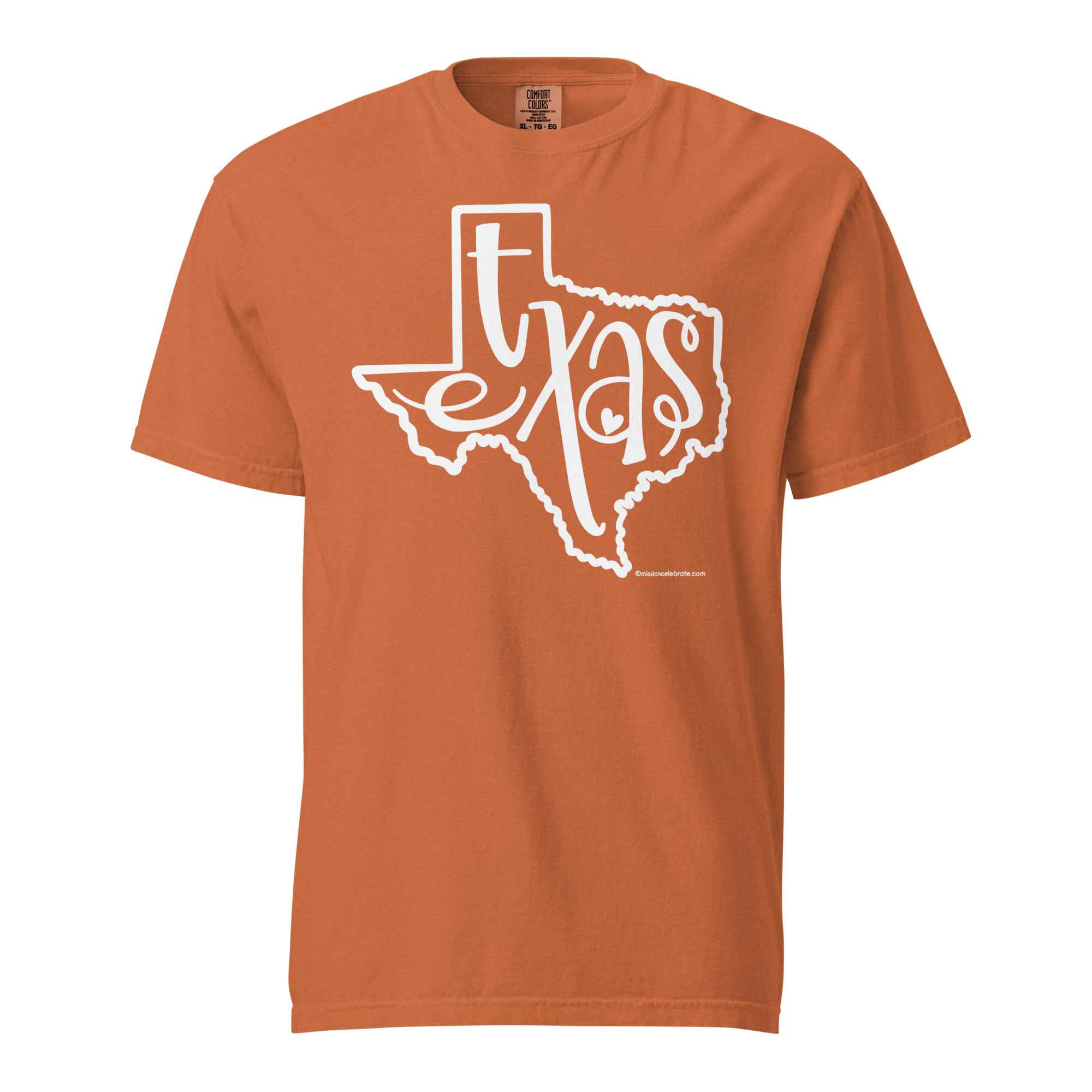 Texas Bouncy Letters (in white) Handlettered Art by © Leslie Gonce Comfort Colors Short Sleeve Tee (TEXAS)