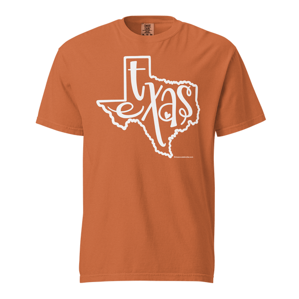 Texas T-Shirt: Bouncy Letter Design. Comfort Colors Tee by Leslie Gonce. Show Your Texas Pride!