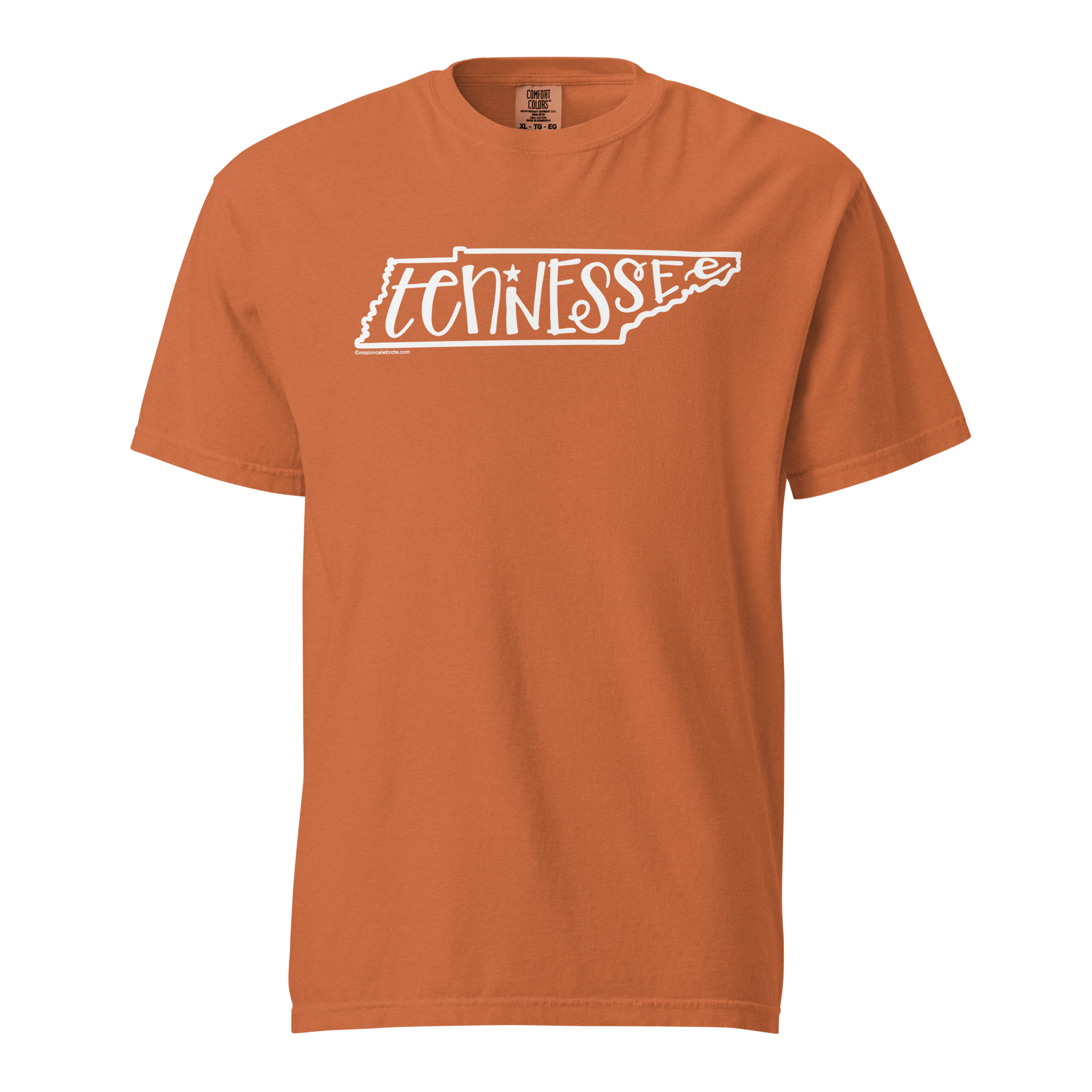 Tennessee T-Shirt - Orange Comfort Colors Tee with State Outline and Playful Tennessee Lettering - Main Street Collective