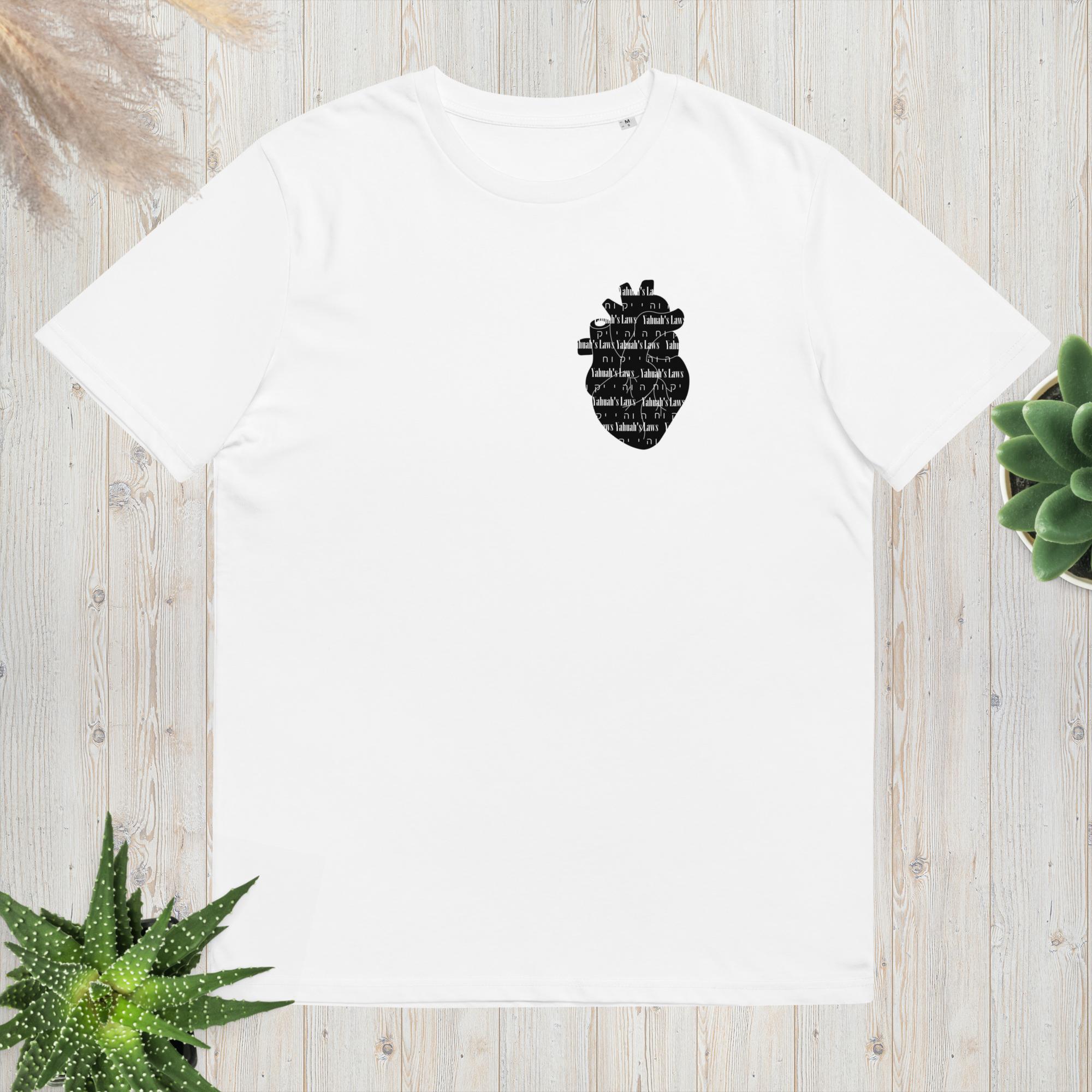 Heart Design Organic Cotton T-Shirt - Main Street Collective | White Tee with Yah's Law Heart Print