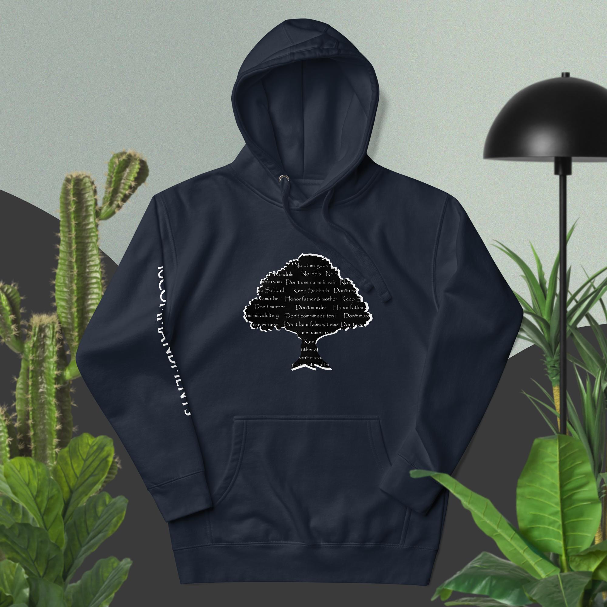 Ten Commandments Tree Hoodie: Unisex Christian Apparel with Faith-Inspired Design & Cotton Blend Comfort
