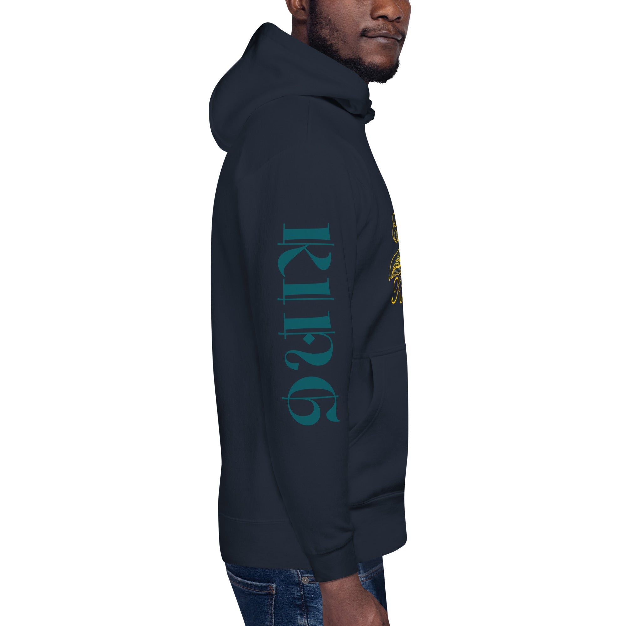 KING Navy Blue Hoodie - Men's Stylish Sleeve Print Pullover Fashion
