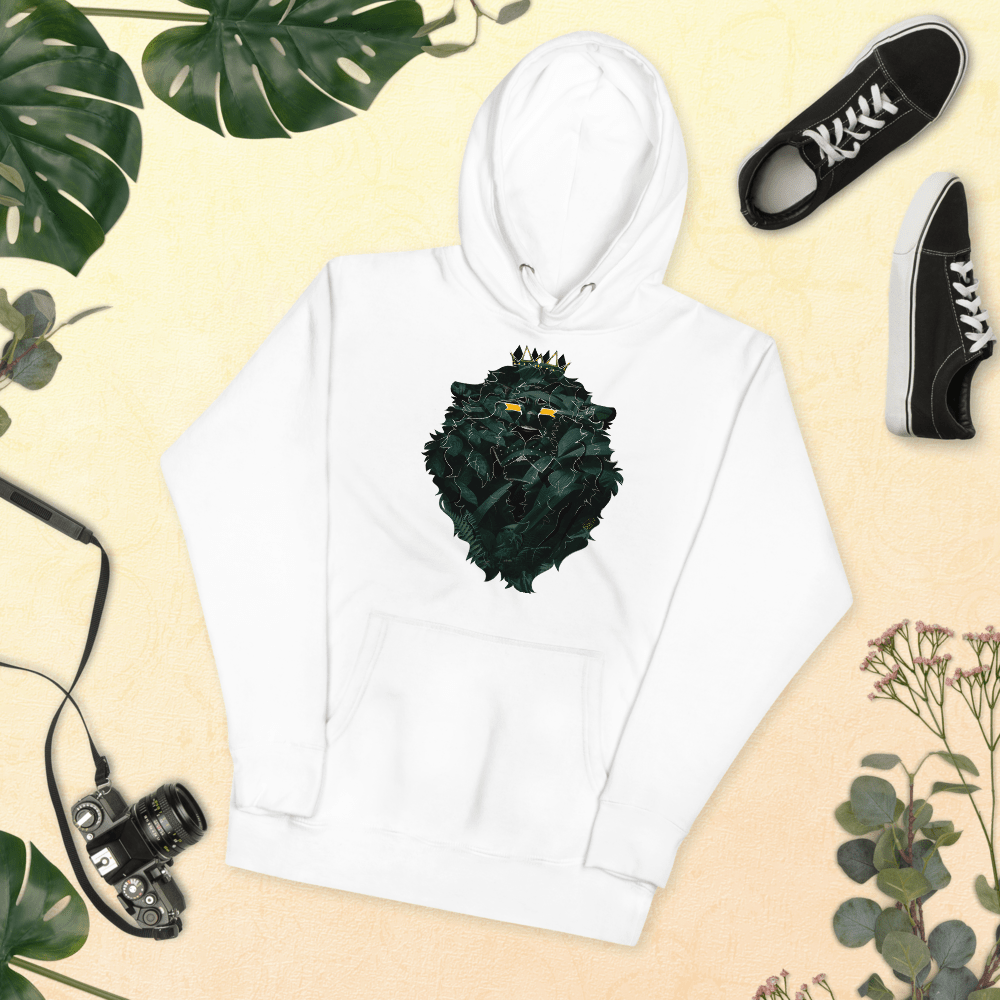 Lion of Judah White Hoodie - Main Street Collective: Unique Lion Design, Crown, Comfortable and Stylish Apparel
