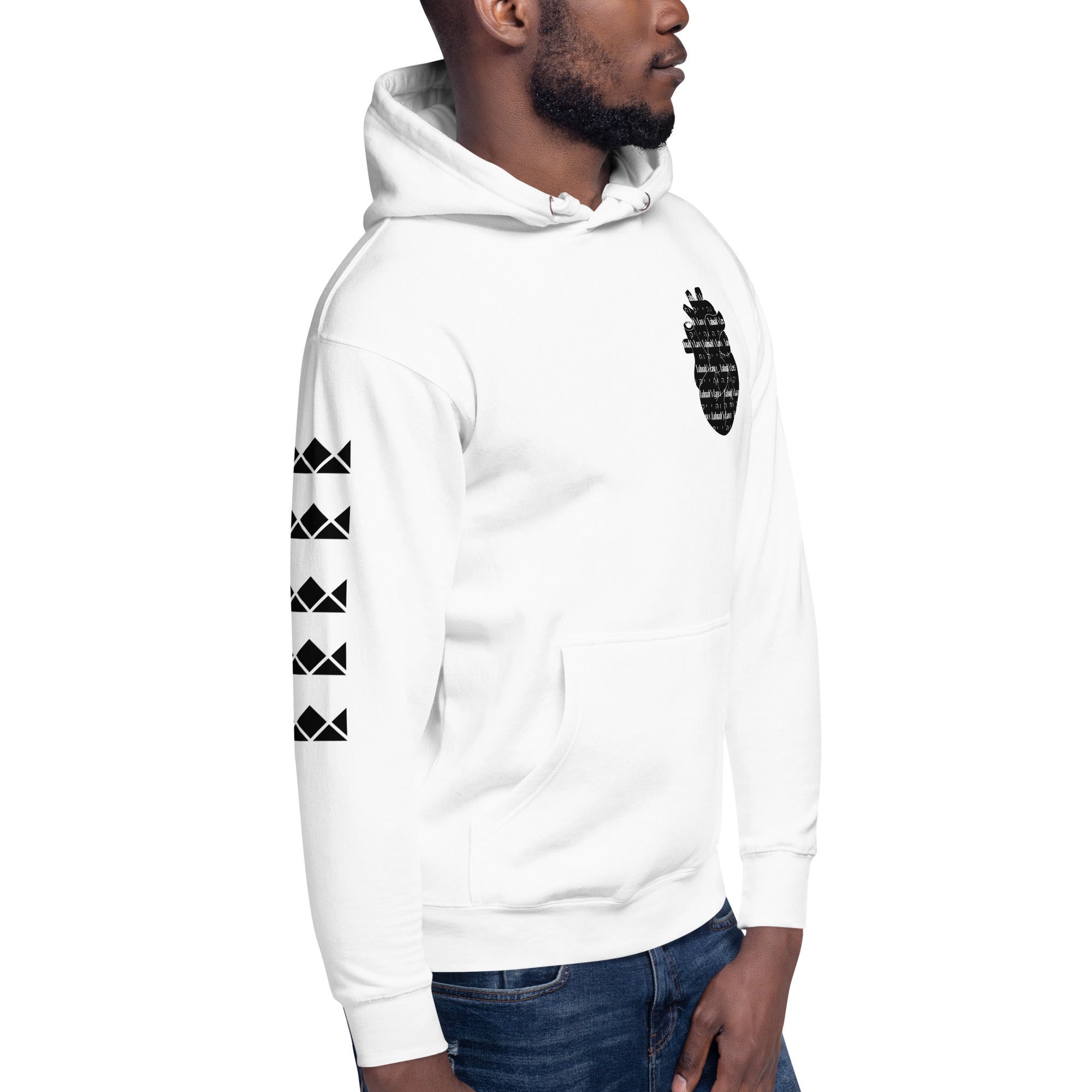White YAHUAH'S LAWS Unisex Hoodie with Sleeve & Chest Design | Main Street Collective