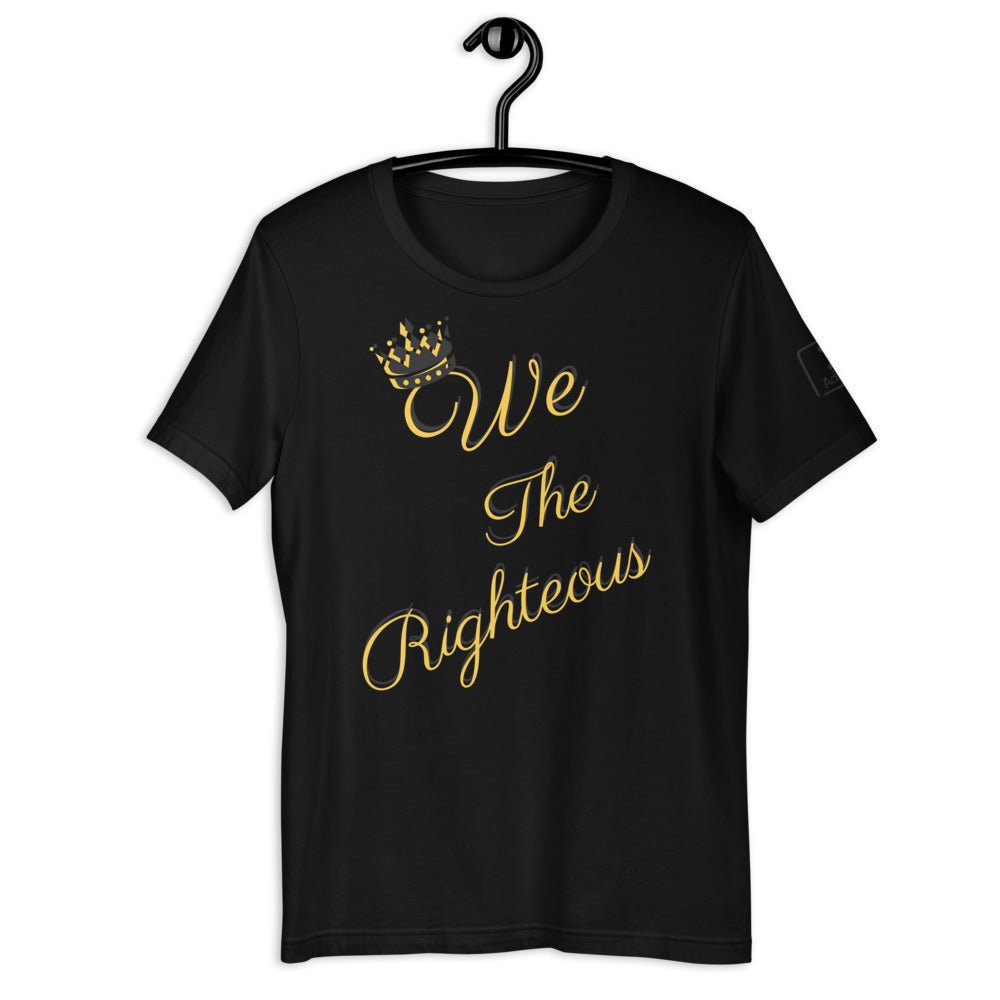 Black "We The Righteous" T-shirt with Crown Graphic - Unisex Apparel