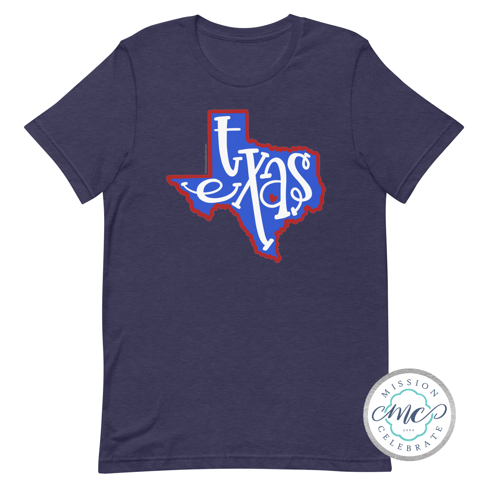 Texas T-shirt - Bouncy Letters Handlettered Art - Red, White & Blue - Bella+Canvas Tee