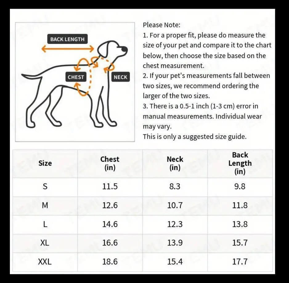Dog Jacket Size Chart: Waterproof Coats for Small & Medium Breeds - Coastal Couture