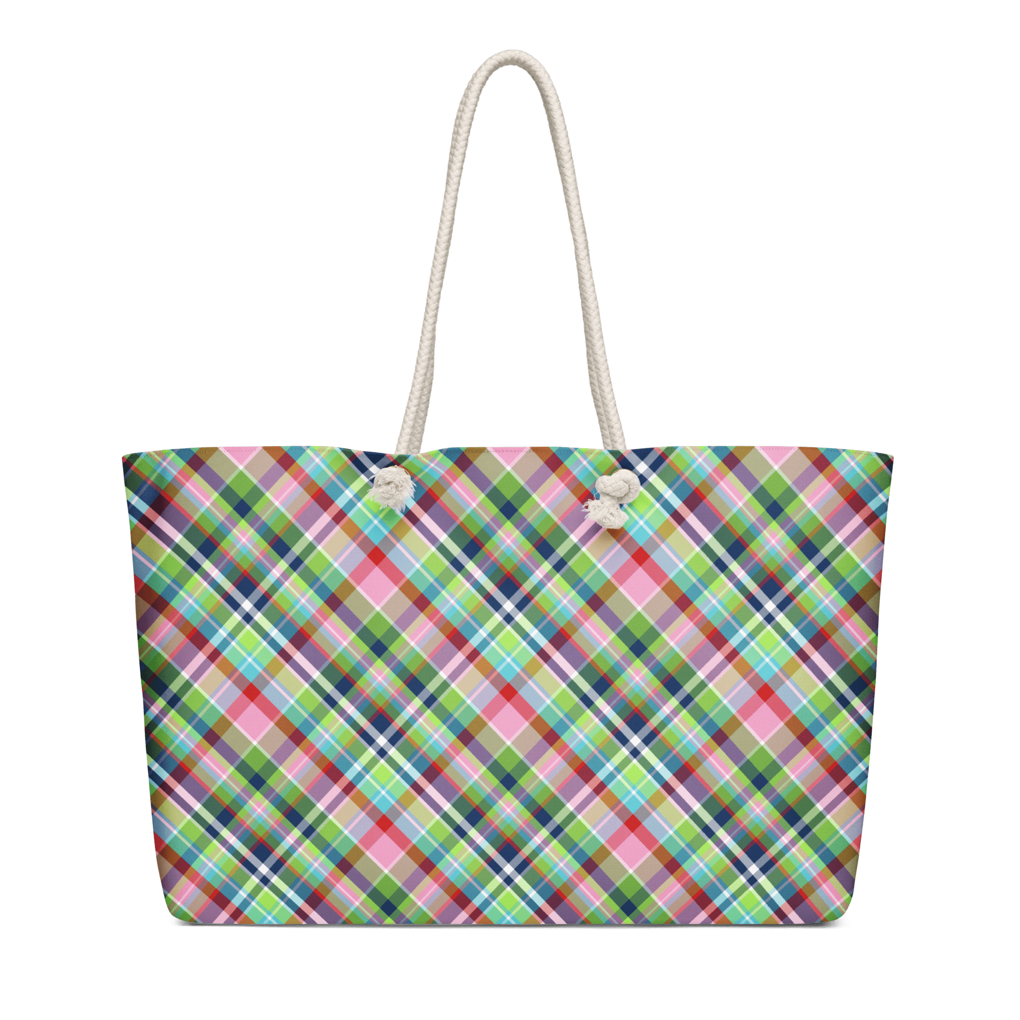 Festive Plaid Weekender Bag: Oversized Tote with Rope Handles - Travel in Style! Main Street Collective