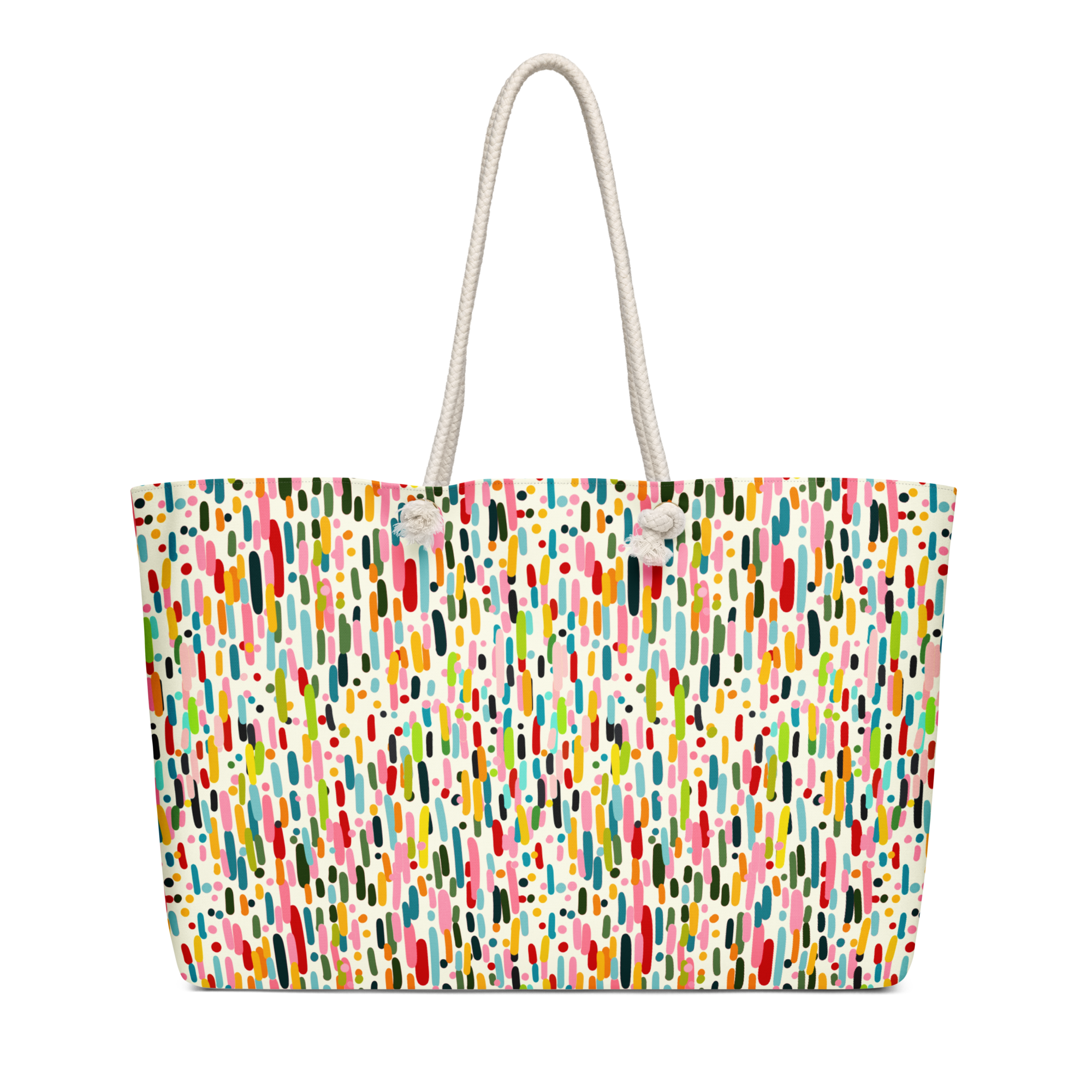 Confetti Art Oversized Weekender Bag with Rope Handles - handdrawn art by Mississippi Artist, Leslie Gonce