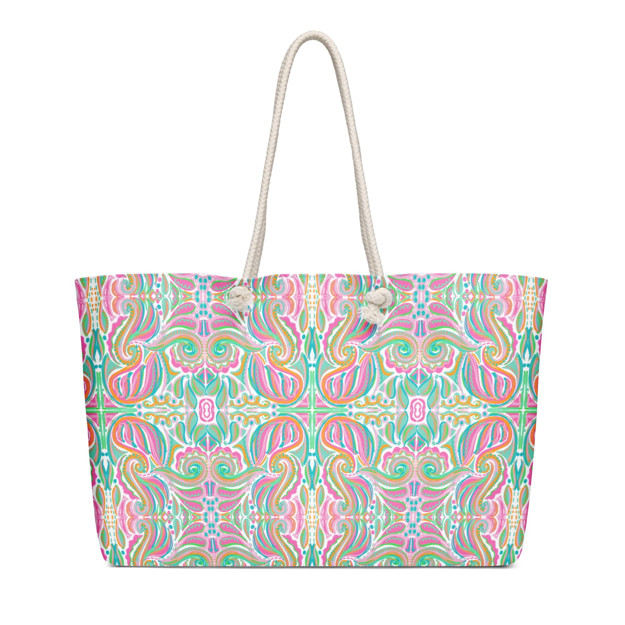 Jubilee Art Oversized Weekender Bag with Rope Handles - handdrawn art by Mississippi Artist, Leslie Gonce