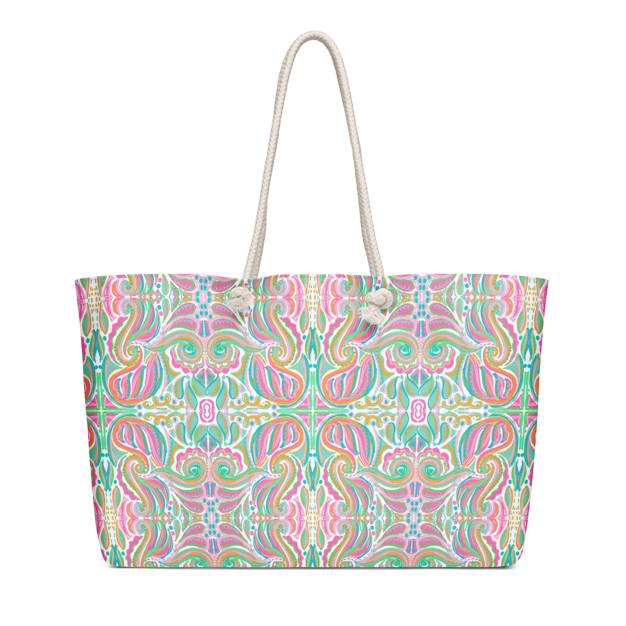 Jubilee Art Weekender Bag by Leslie Gonce - Oversized Floral Beach Bag with Rope Handles - Main Street Collective