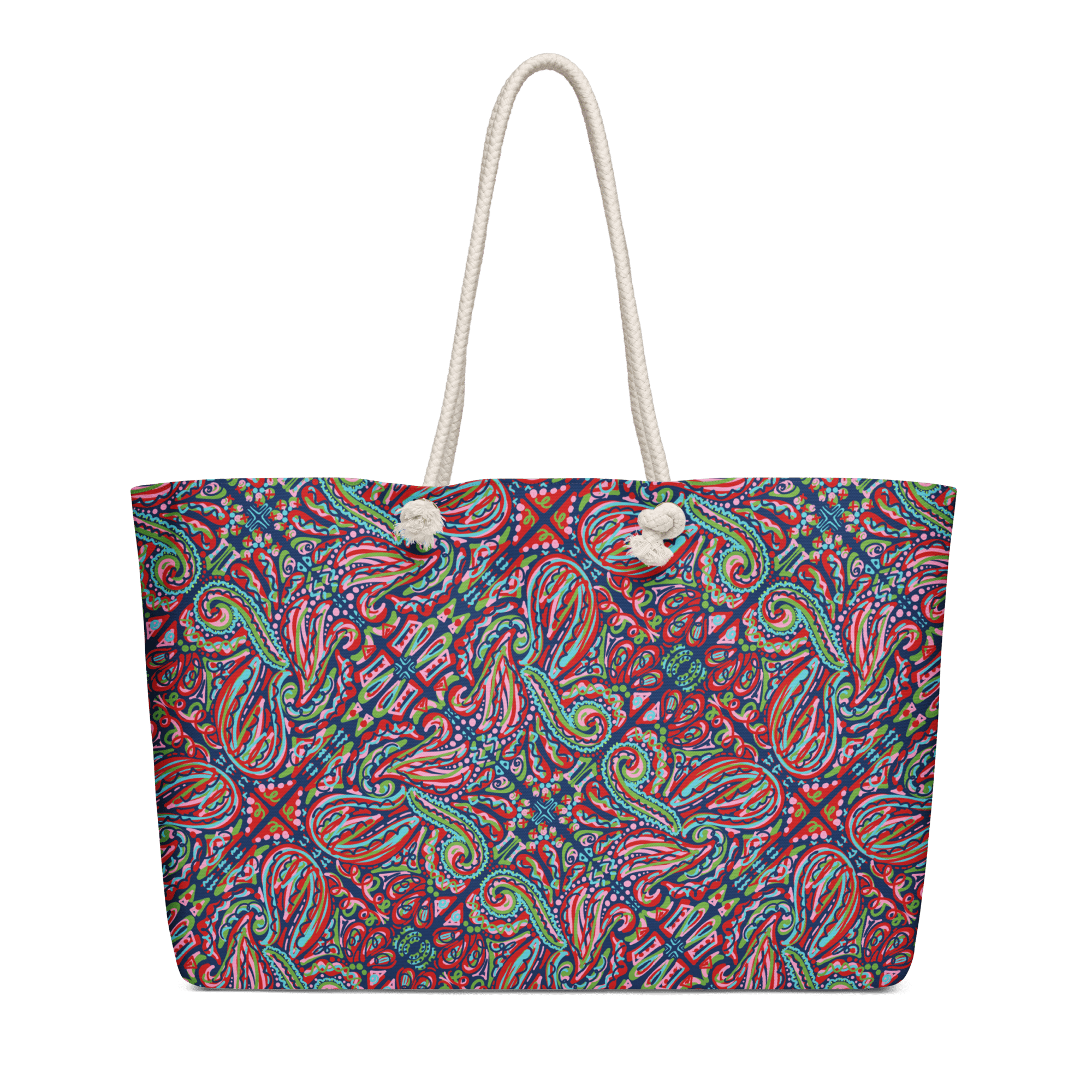 Festive Paisley Weekender Bag by Leslie Gonce at Main Street Collective: Oversized Tote with Rope Handles