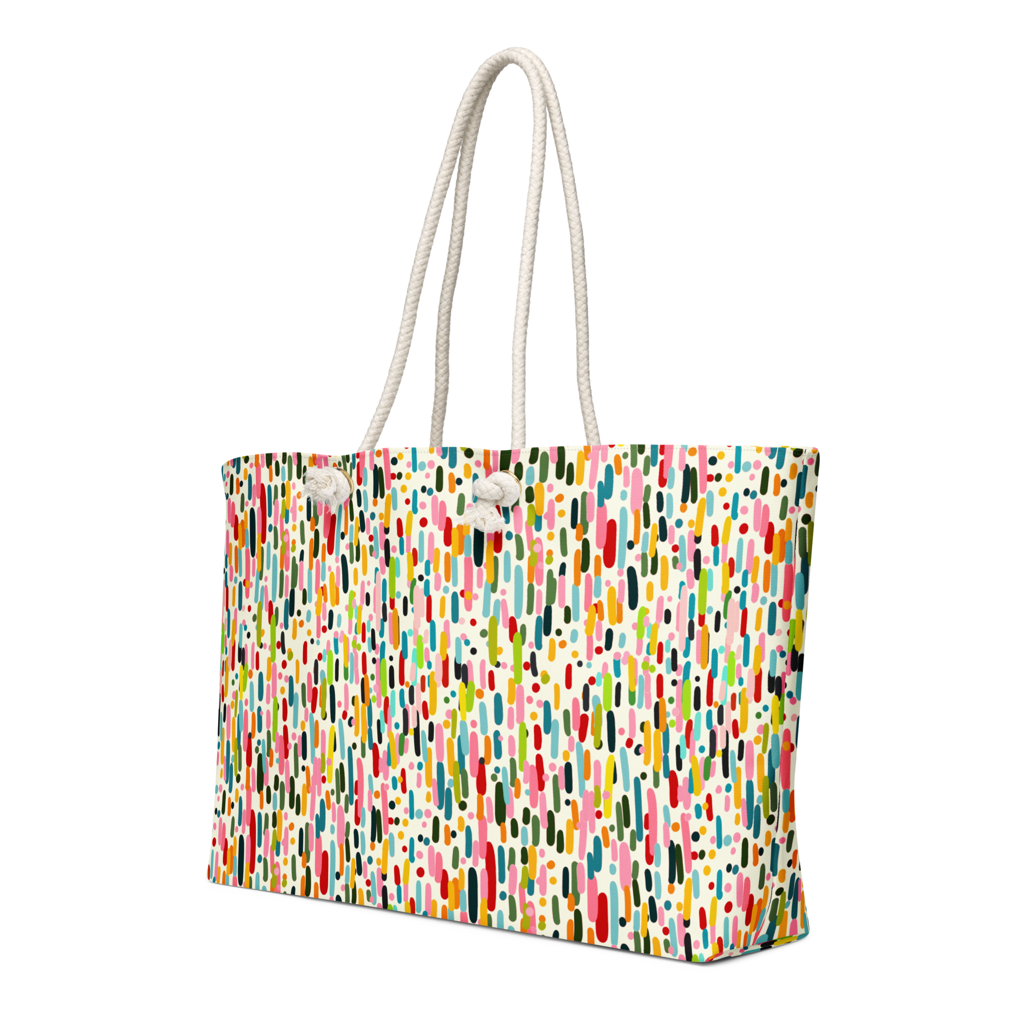 Confetti Art Oversized Weekender Bag with Rope Handles - handdrawn art by Mississippi Artist, Leslie Gonce