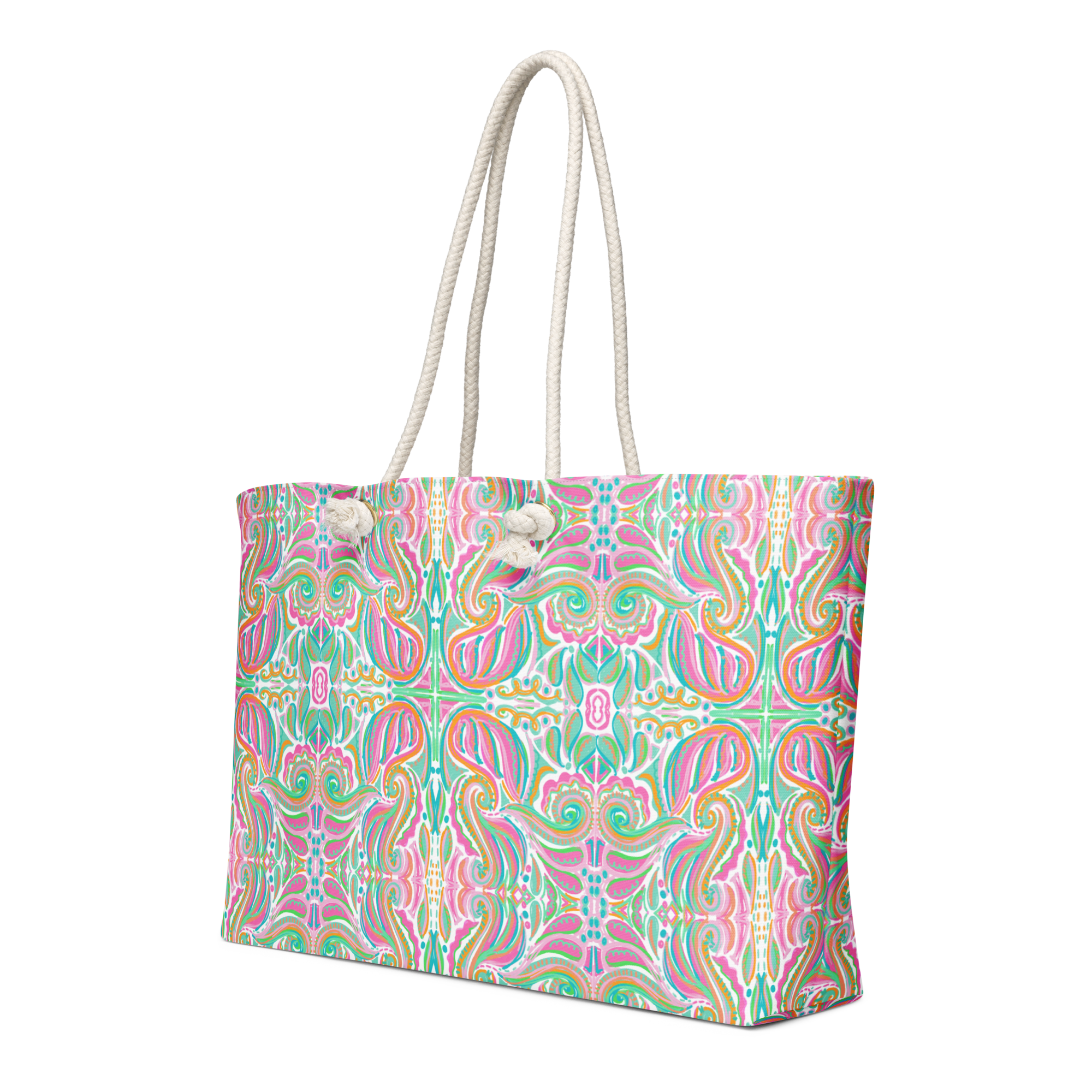 Jubilee Art Oversized Weekender Bag with Rope Handles - handdrawn art by Mississippi Artist, Leslie Gonce