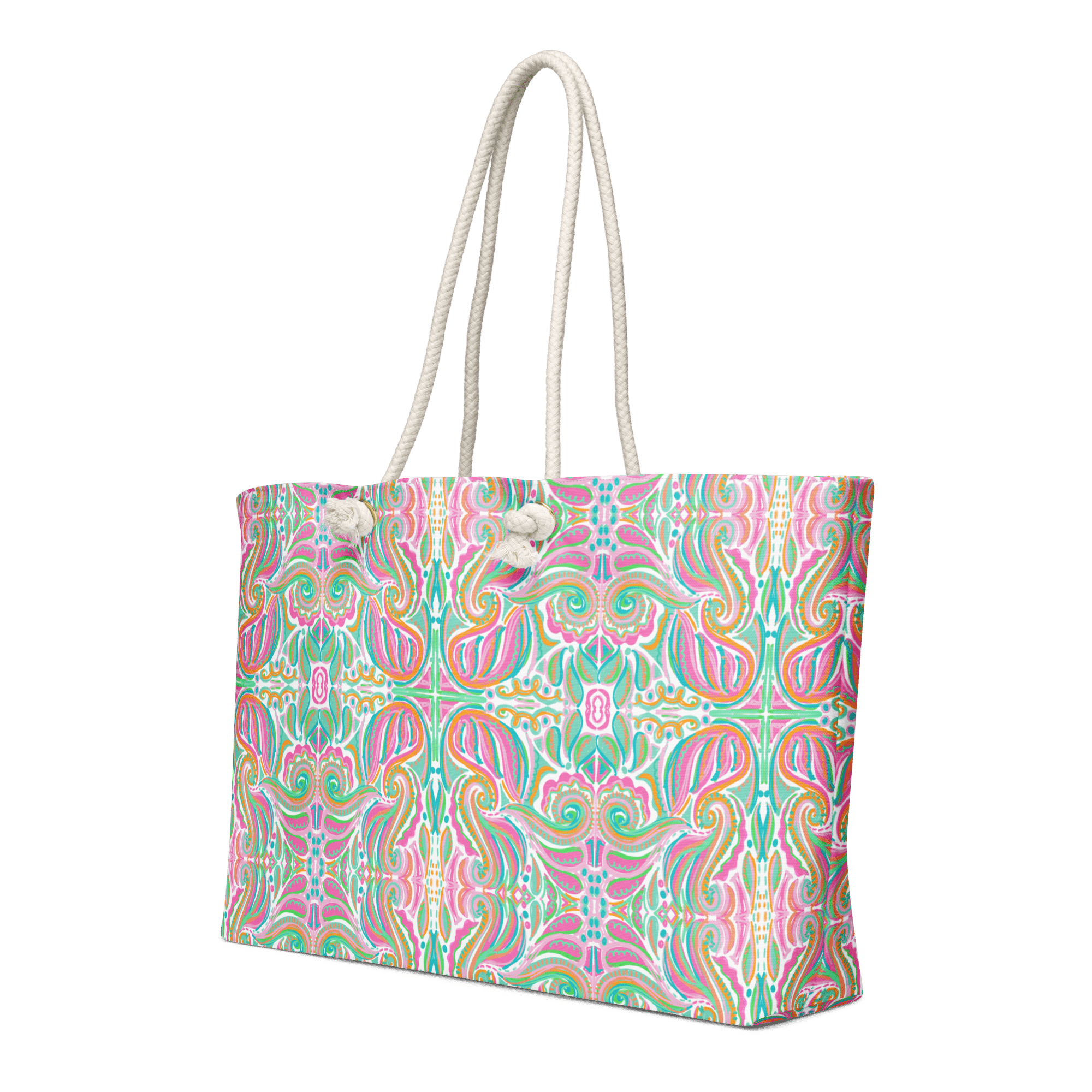 Jubilee Art Weekender Bag by Leslie Gonce - Colorful Oversized Tote with Rope Handles from Main Street Collective