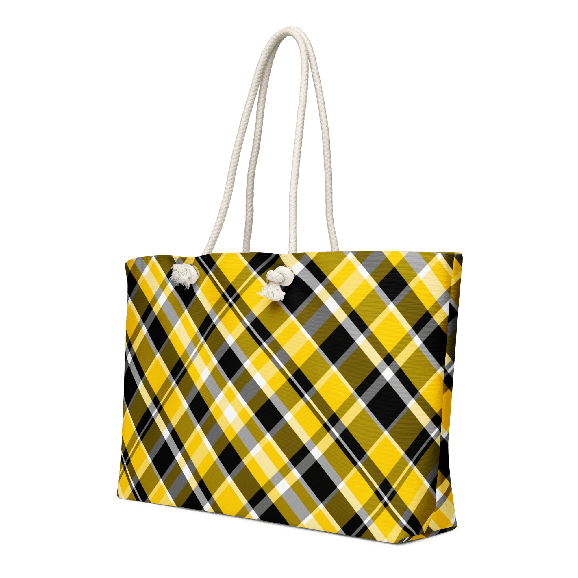 Plaid Jubilee Black & Gold Weekender Bag with Rope Handles - Main Street Collective