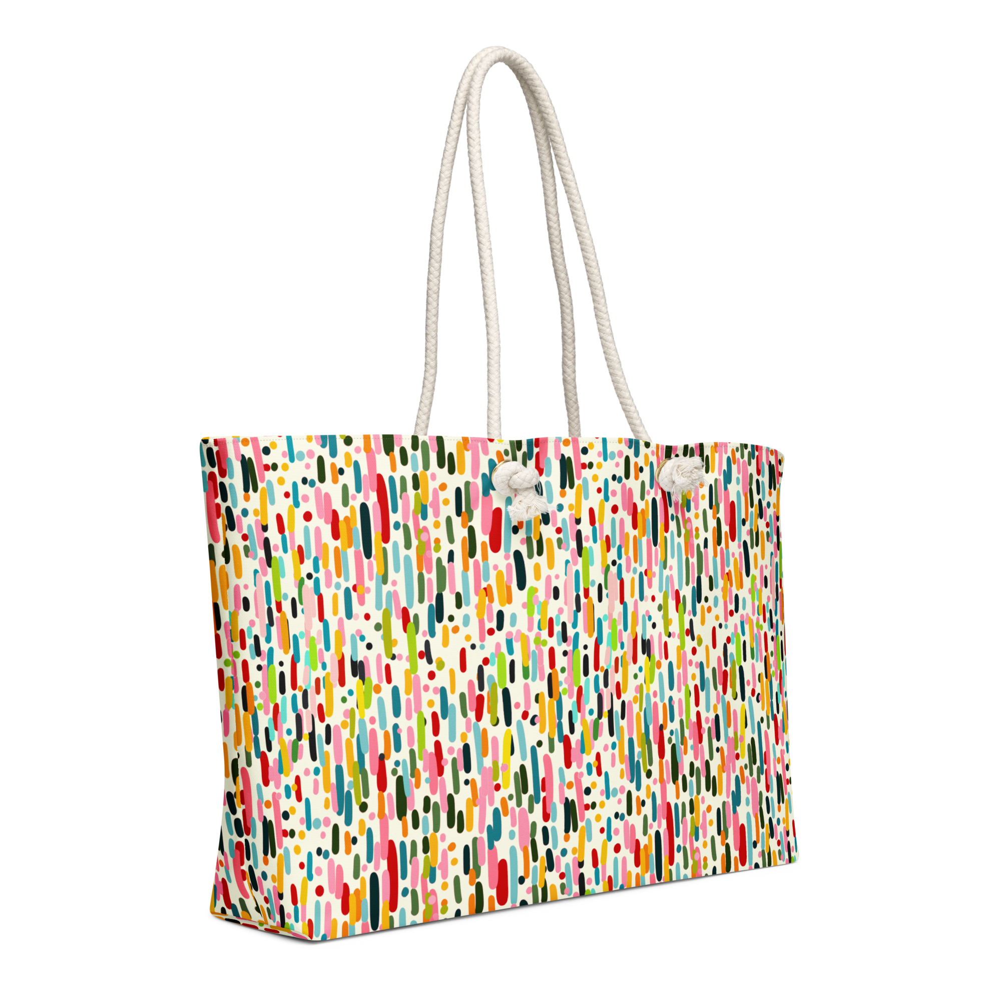 Confetti Art Oversized Weekender Bag with Rope Handles - handdrawn art by Mississippi Artist, Leslie Gonce