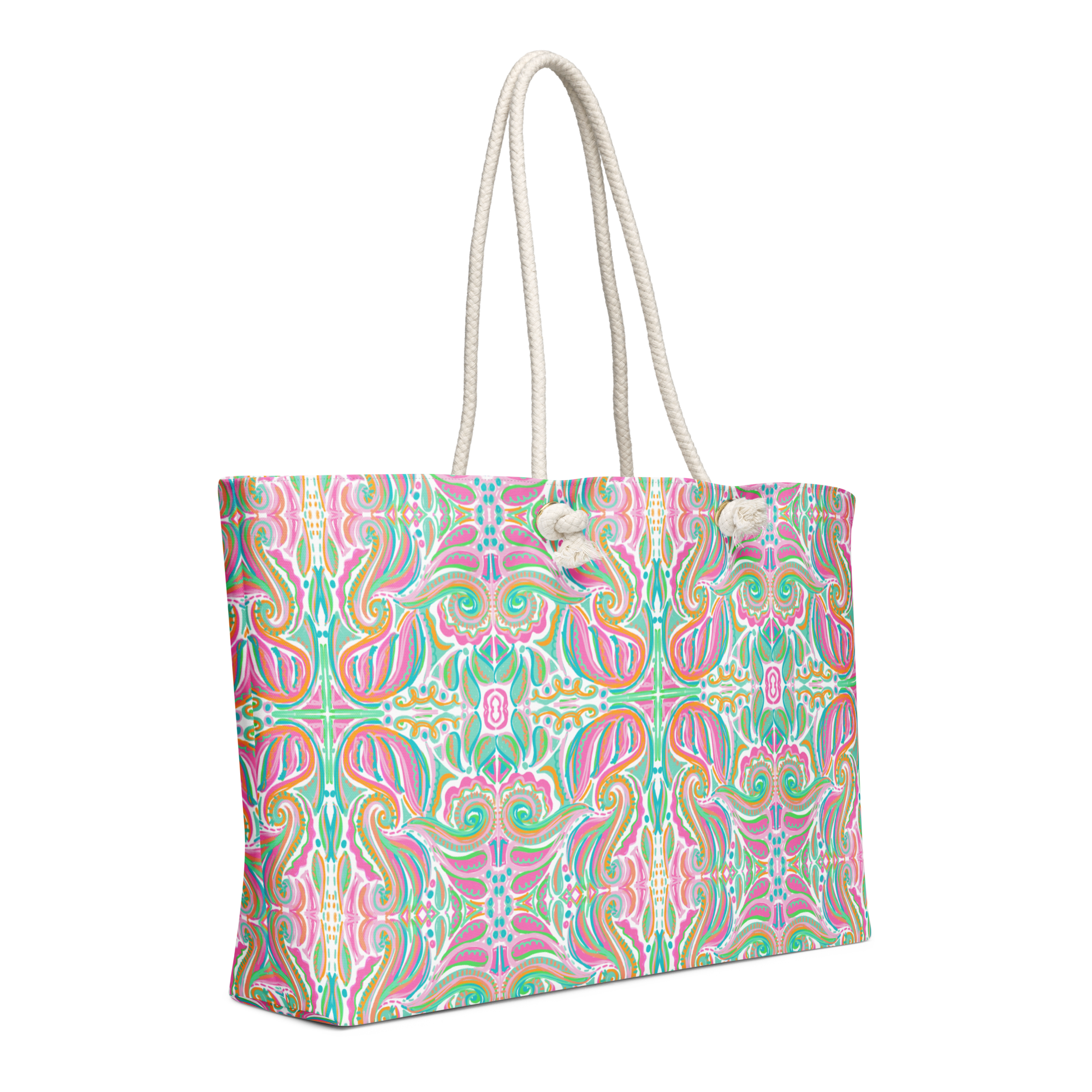 Jubilee Art Oversized Weekender Bag with Rope Handles - handdrawn art by Mississippi Artist, Leslie Gonce