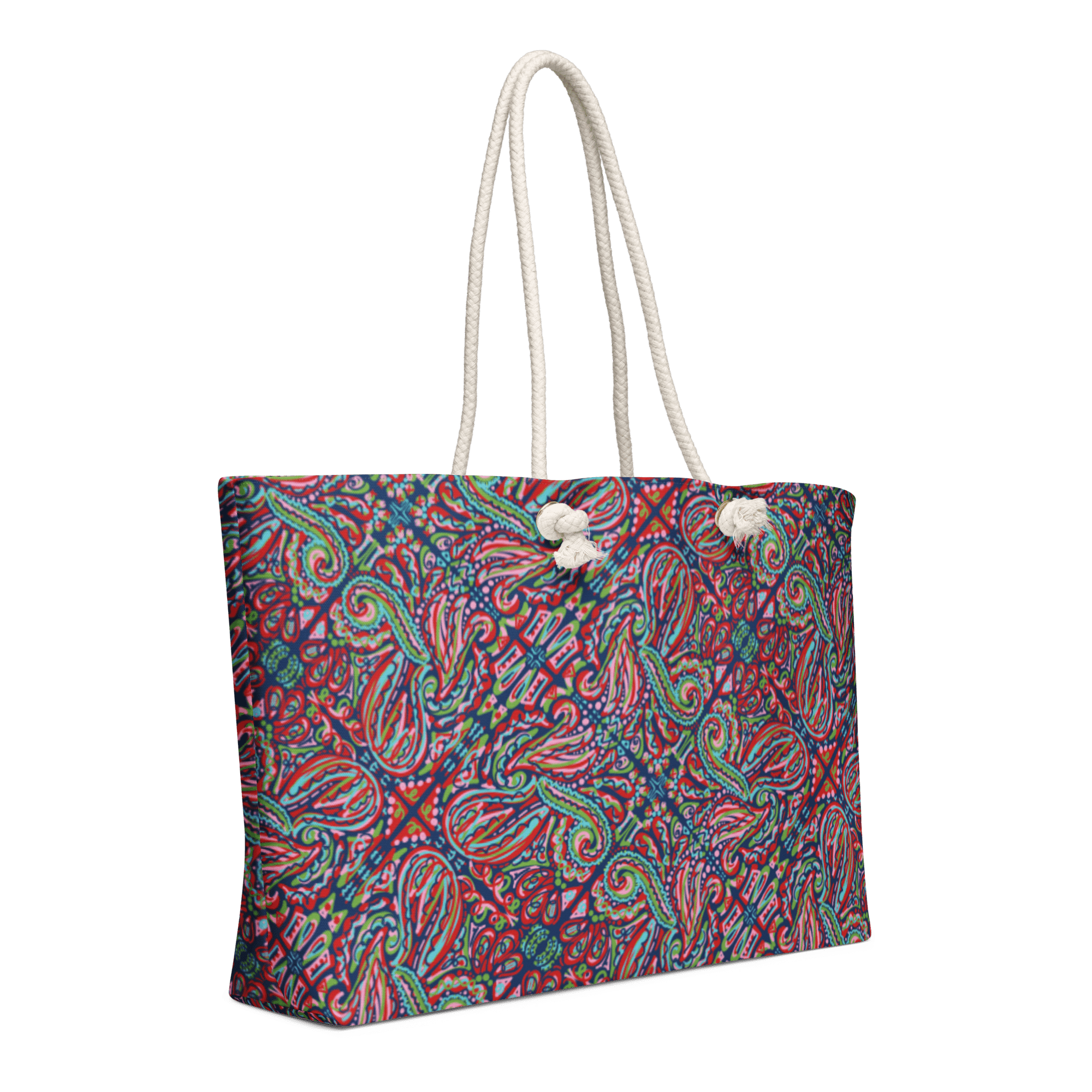 Jubilee Festive Art Oversized Weekender Bag with Rope Handles by Mississippi Artist Leslie Gonce
