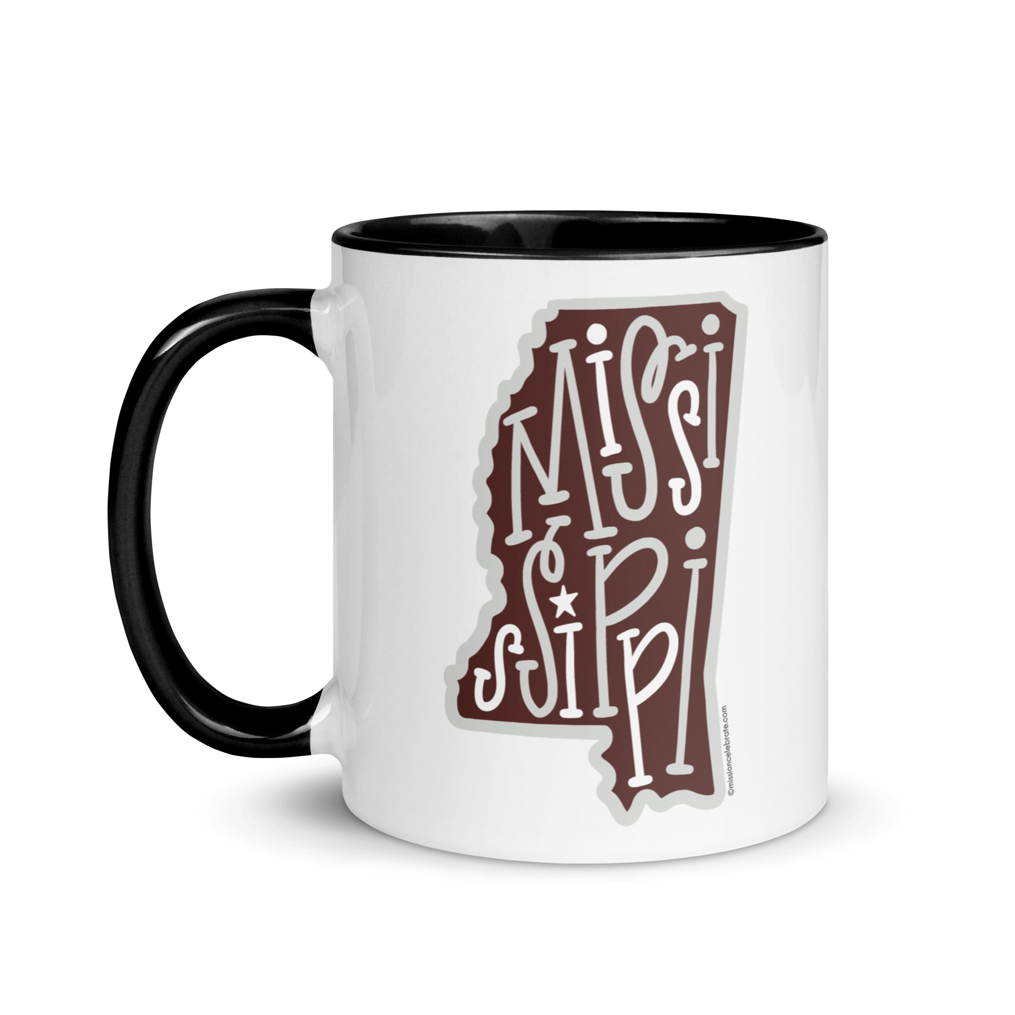 Mississippi Mug: Bouncy Hand-Drawn Letters Art, Maroon & Gray Ceramic Coffee Cup, State Pride Gift