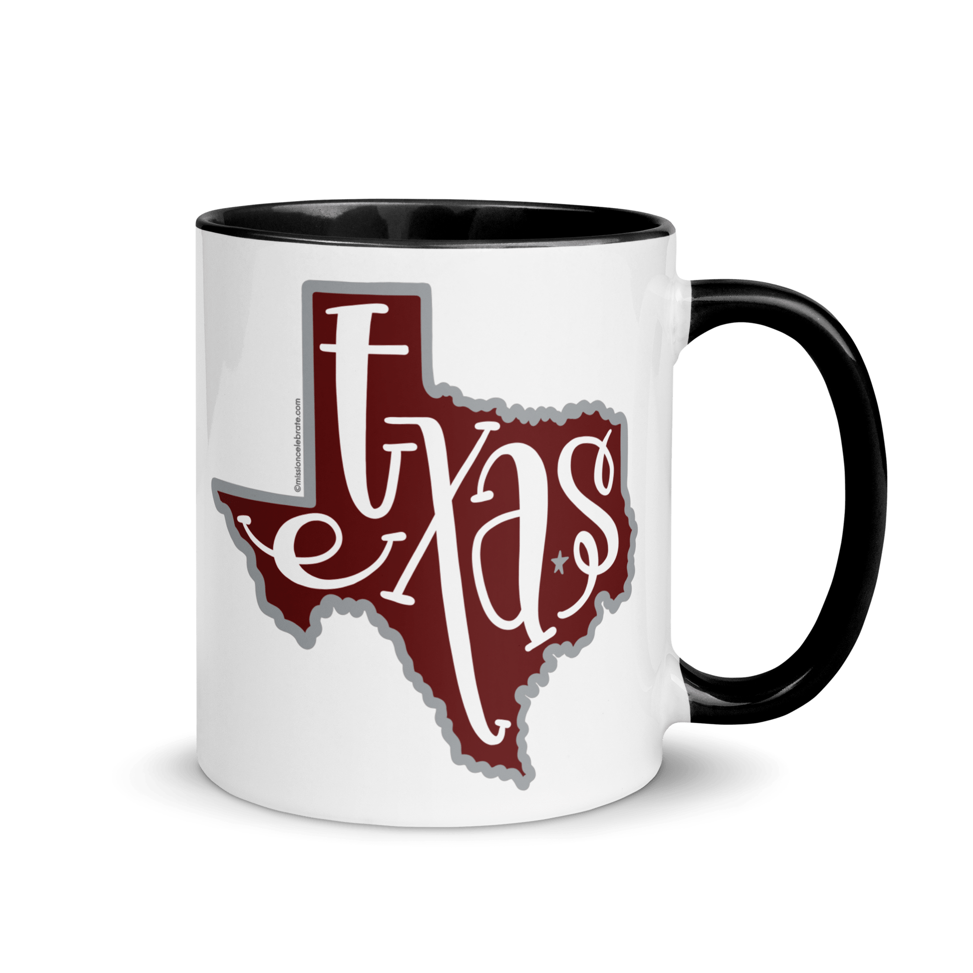 Texas Mug - Maroon State Design - Gift Idea - Unique Coffee Mug - Hand Lettered