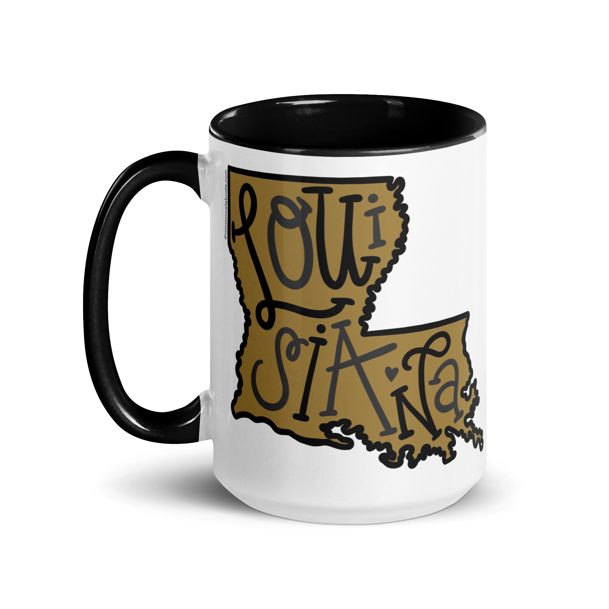 Louisiana State Map Mug - Bouncy Letters Hand-drawn Ceramic Coffee Mug - Gift Idea