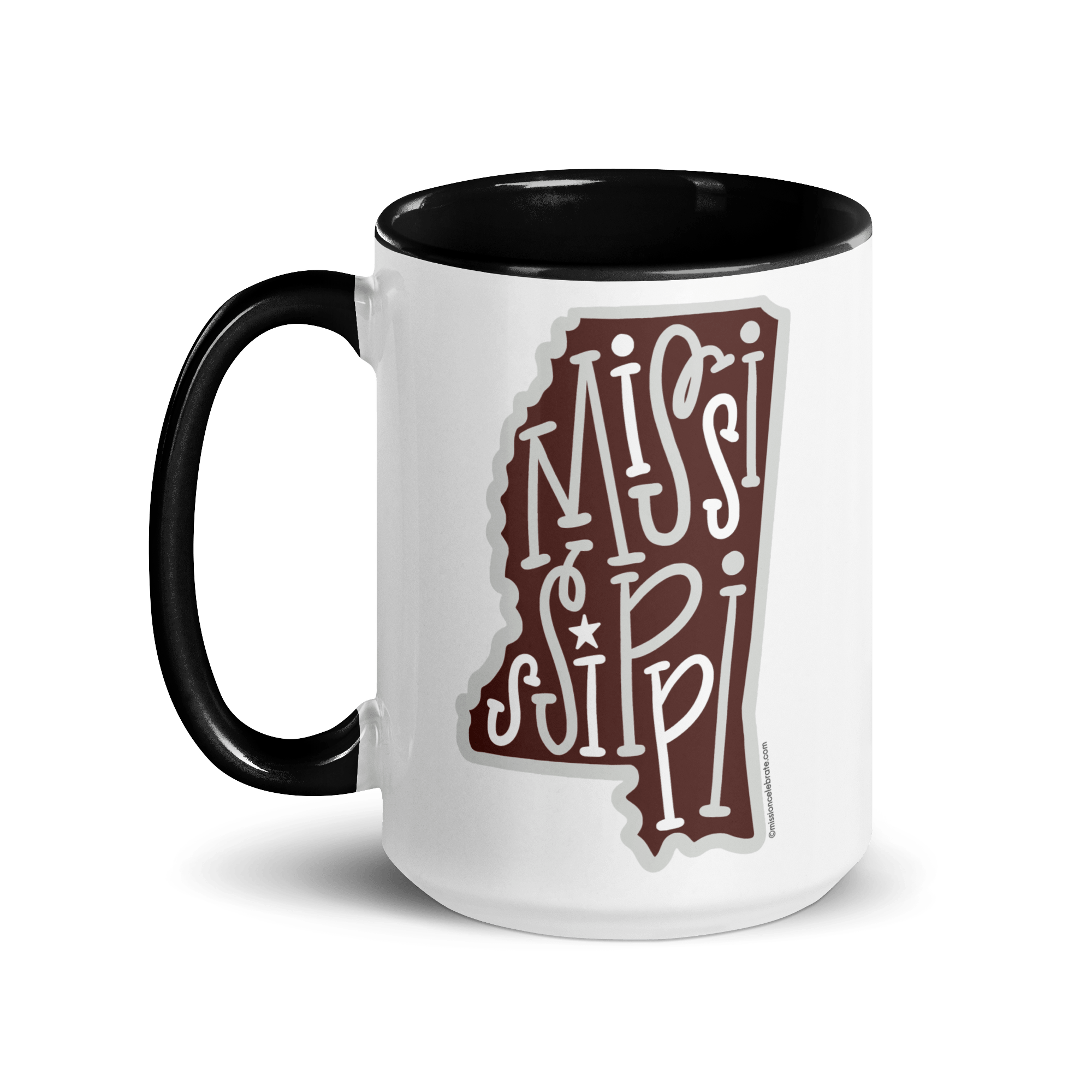 Mississippi State Mug - Ceramic Coffee Cup with Hand-Drawn Bouncy Letters Art, Maroon & Gray - Perfect Gift