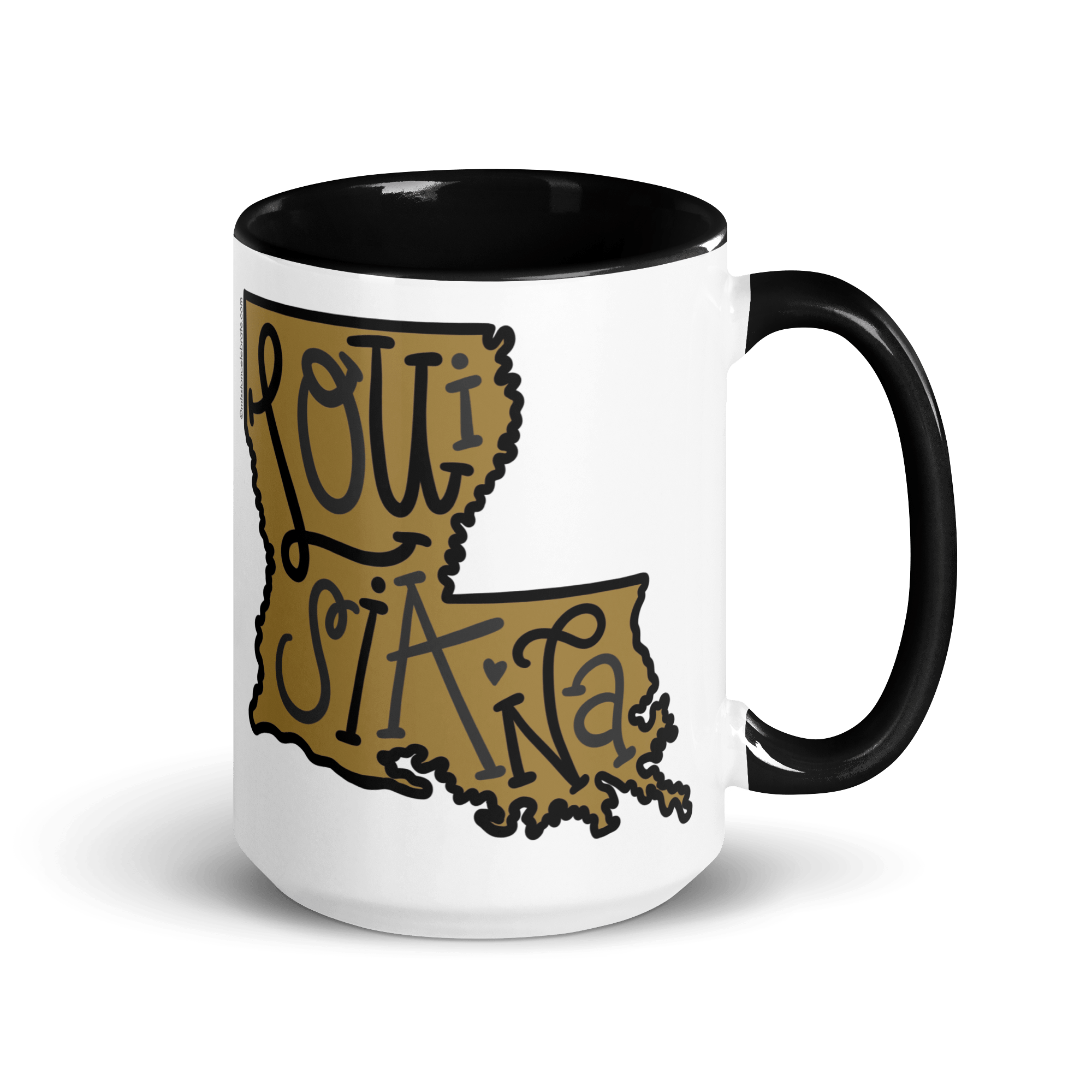 Louisiana State Map Mug: Bouncy Letters Hand-drawn Design, Black & Brown. Perfect Gift from Main Street Collective!