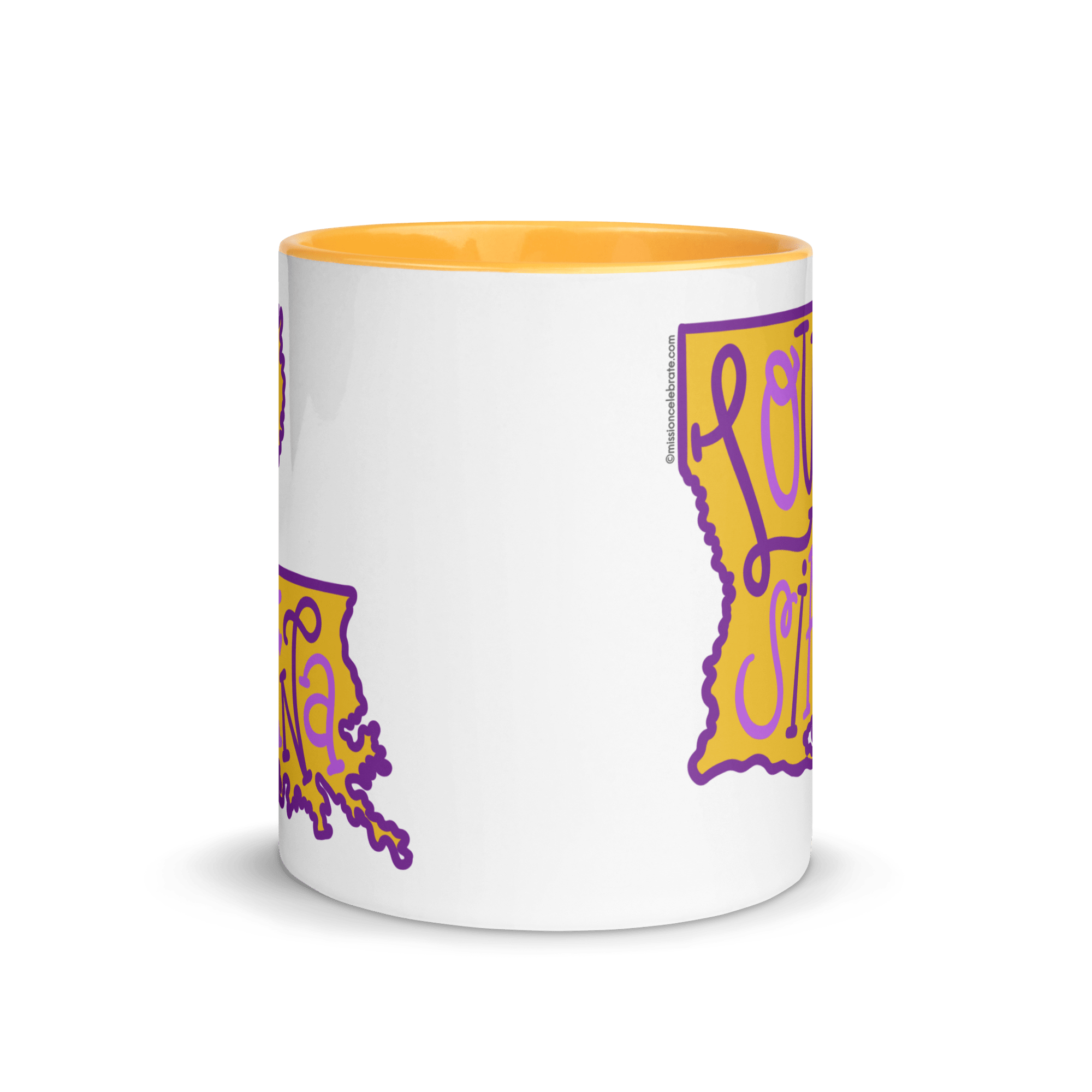 Louisiana State Mug: Purple and Gold Bouncy Lettering Art by Main Street Collective
