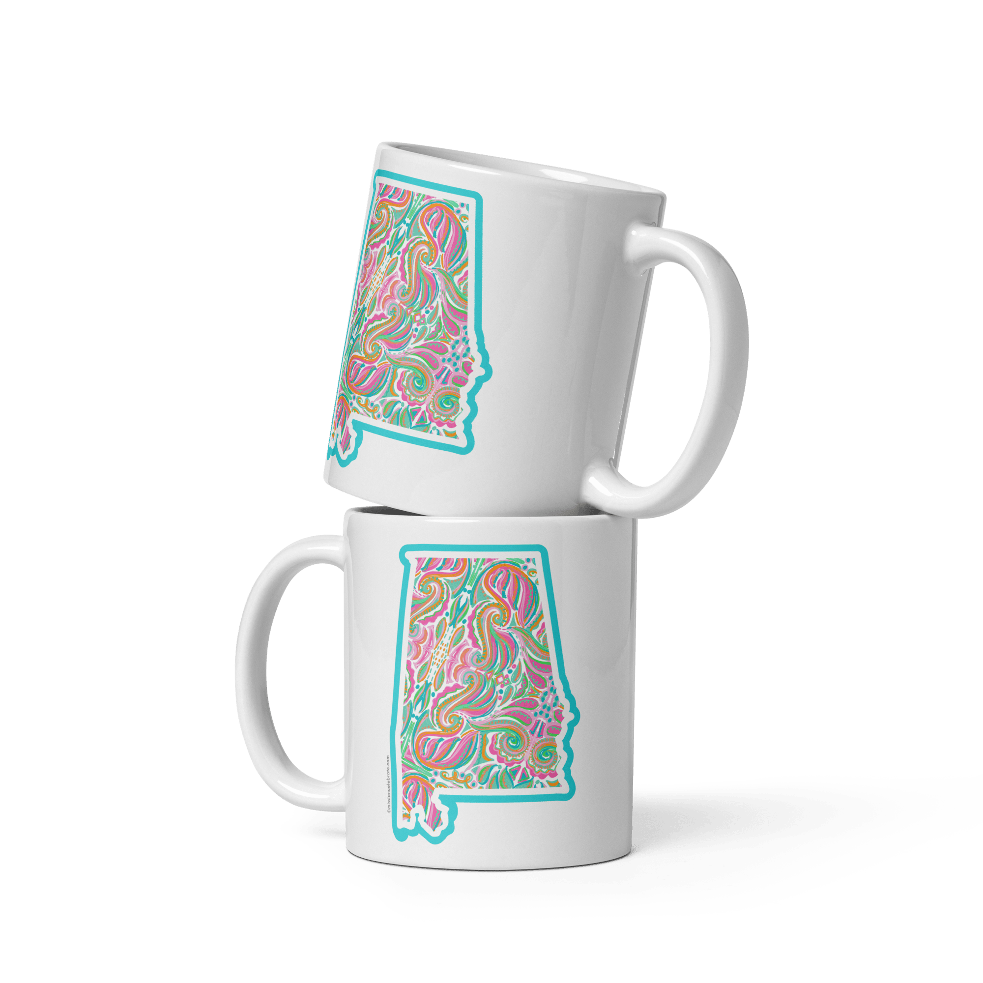 Alabama Jubilee Abstract Handdrawn Art by Southern Artist Leslie Gonce Ceramic Mug (11oz or 15oz white mug)
