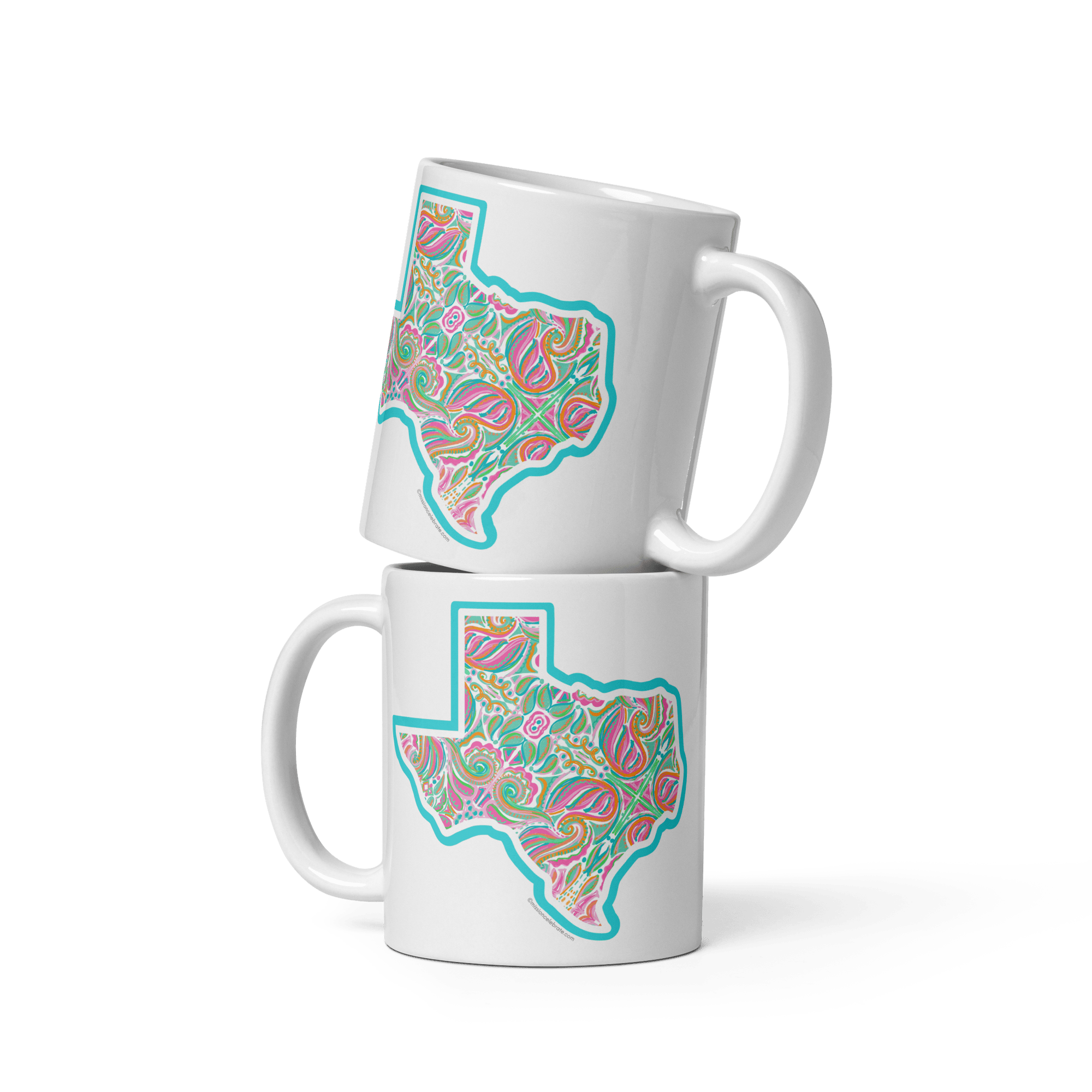 Texas Jubilee Art Mug by Leslie Gonce: Colorful Abstract Design Ceramic Coffee Mug, 11oz/15oz, Main Street Collective