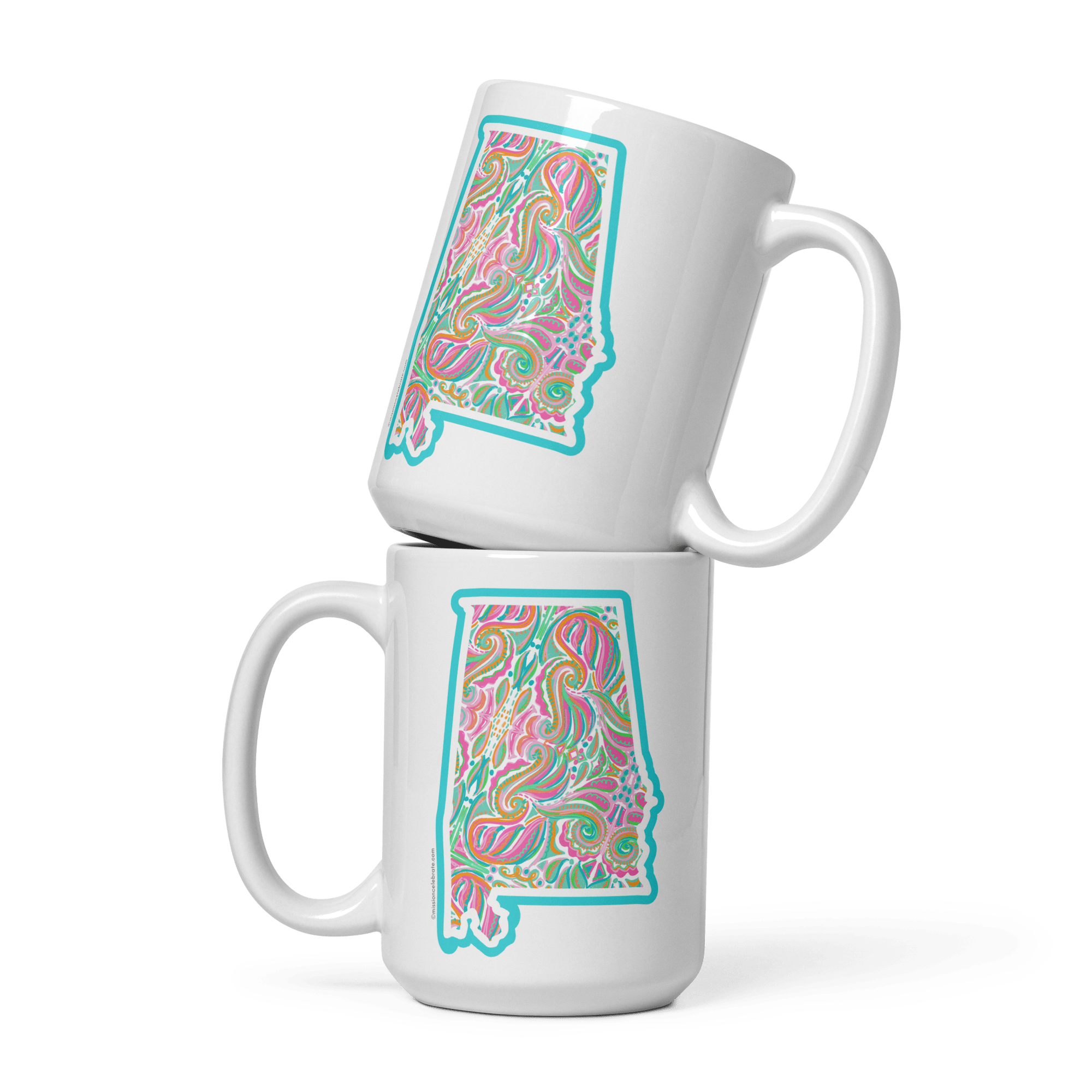 Alabama Jubilee Abstract Handdrawn Art by Southern Artist Leslie Gonce Ceramic Mug (11oz or 15oz white mug)