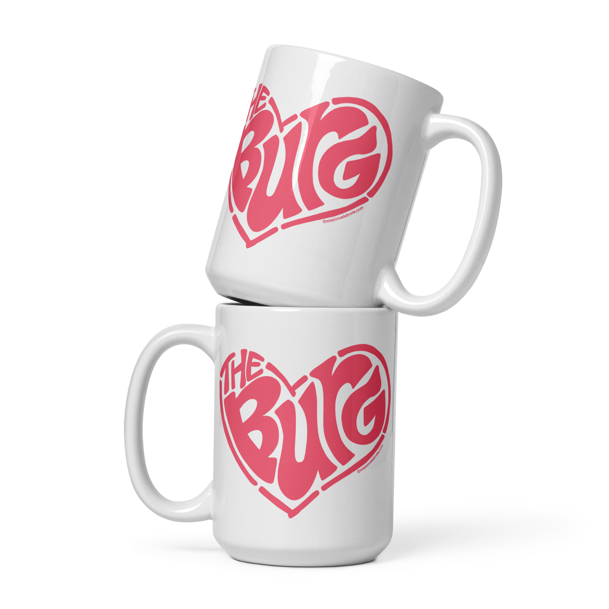Stacked "The Burg" Heart Mugs by Leslie Gonce at Main Street Collective. Hattiesburg Mississippi Mug, Ceramic Coffee Mug.