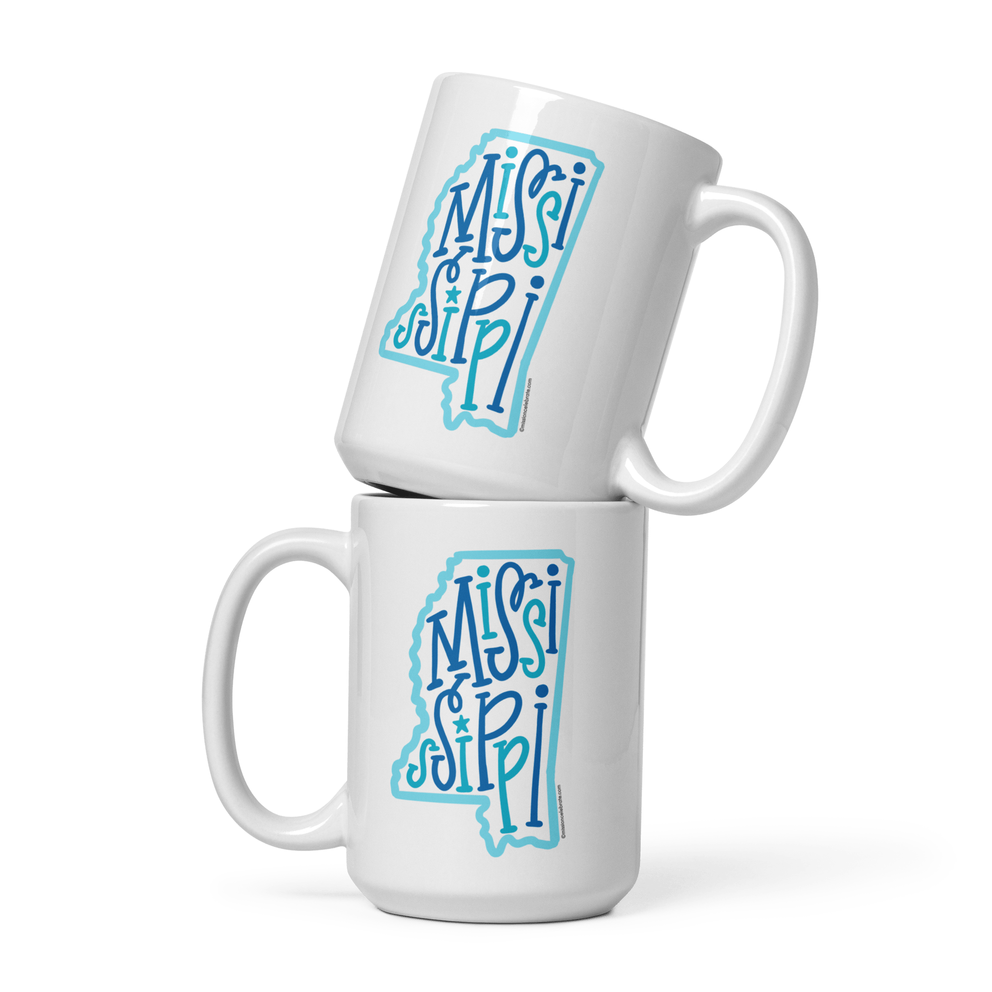 Mississippi Mug: Stacked Ceramic Coffee Cups with Bouncy Letter State Art | Main Street Collective
