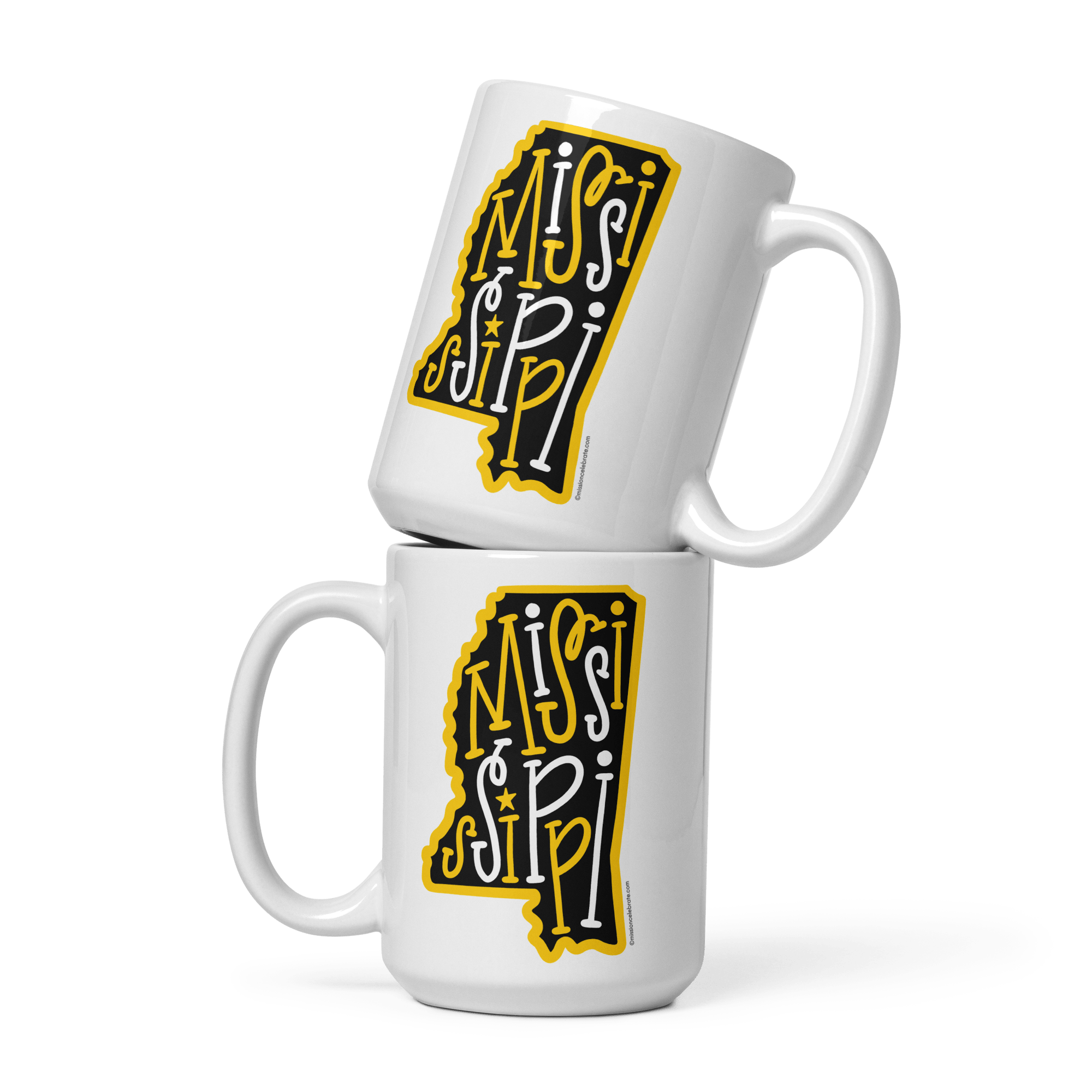 Stacked Mississippi Mugs: Hand-Drawn Graphic Letter Art, Ceramic Coffee Cups, Main Street Collective