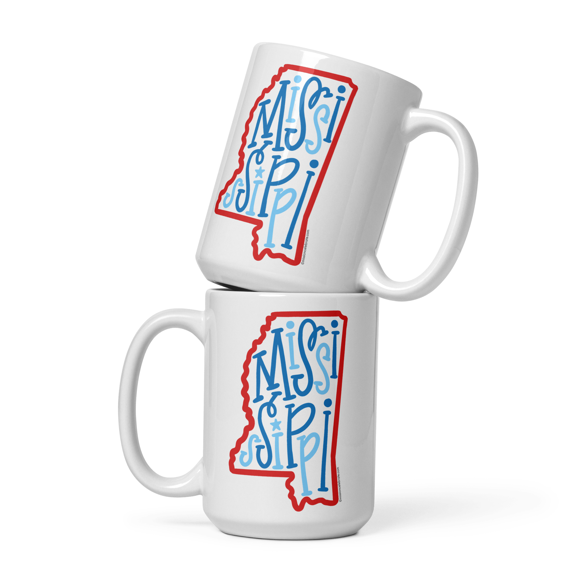 Stack of Mississippi Mugs | Bouncy Letters Design | Hand-Drawn Art | Coffee & Tea Mugs | Shop Now!