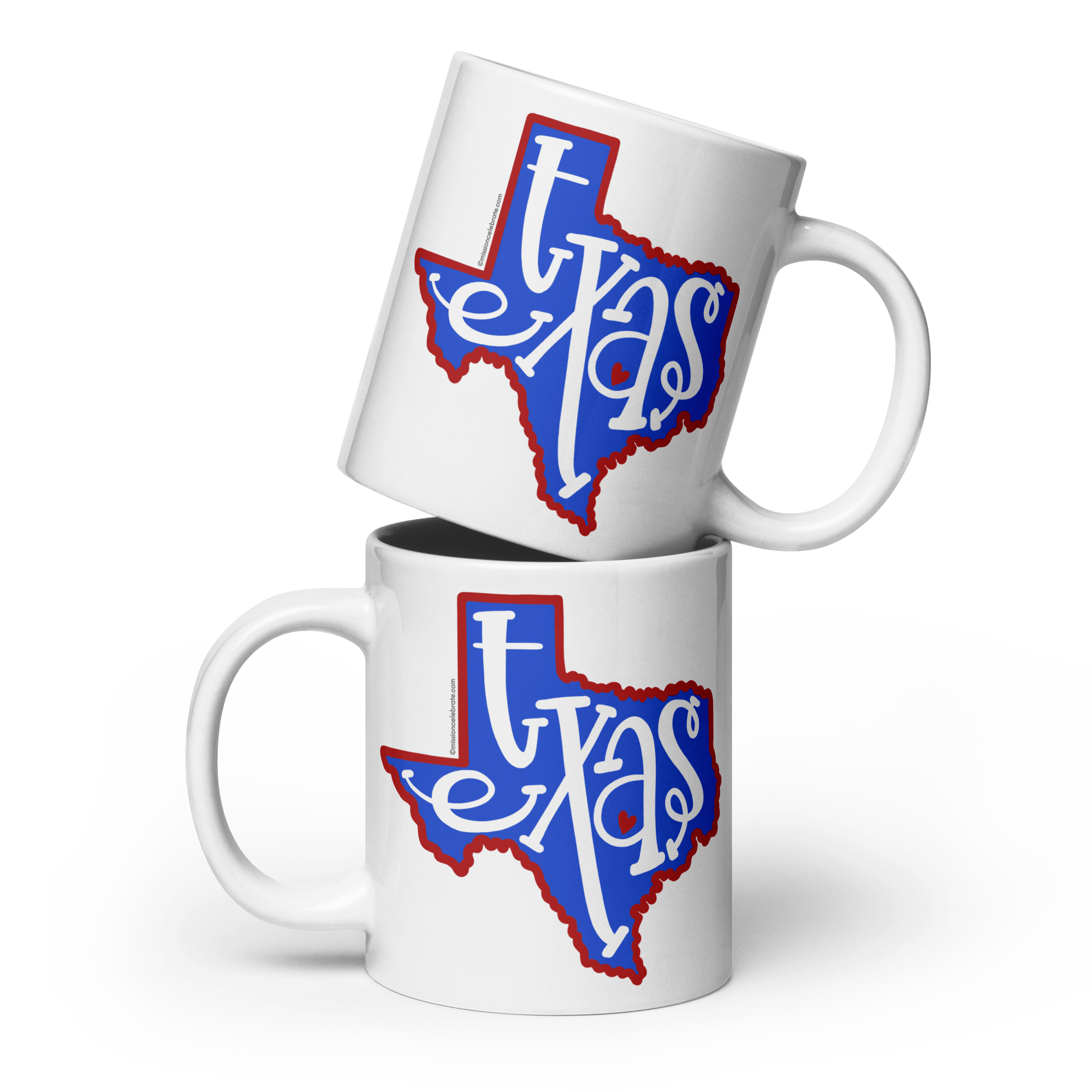 Texas Mug - Red White Blue Map Art - Stacked Ceramic Mugs
