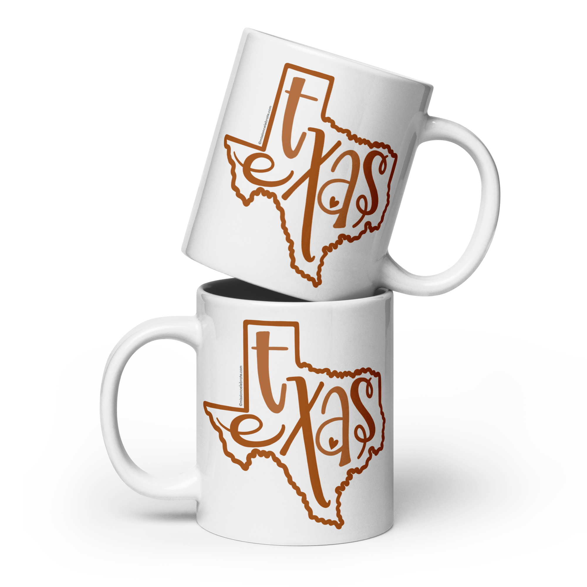 Stacked Texas Mugs: Burnt Orange Hand-Drawn Bouncy Letters Texas Design