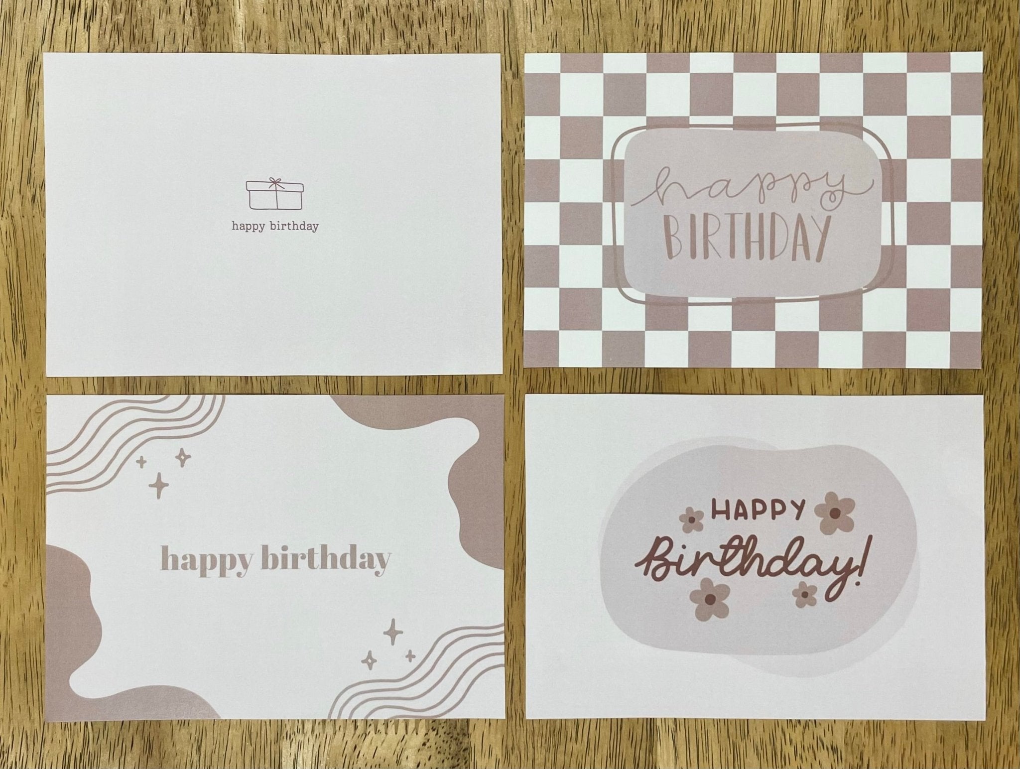 Warm Neutral Birthday Card Set